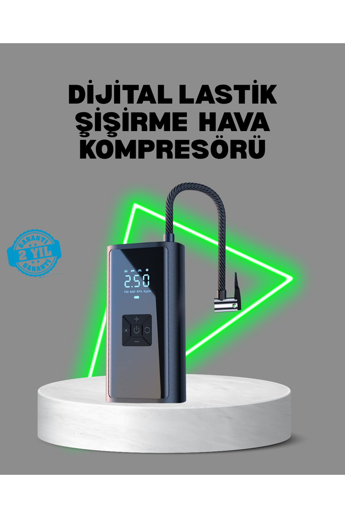 80W Kablosuz Dijital Ekranlı Taşınabilir Lastik Şişirme Pompası