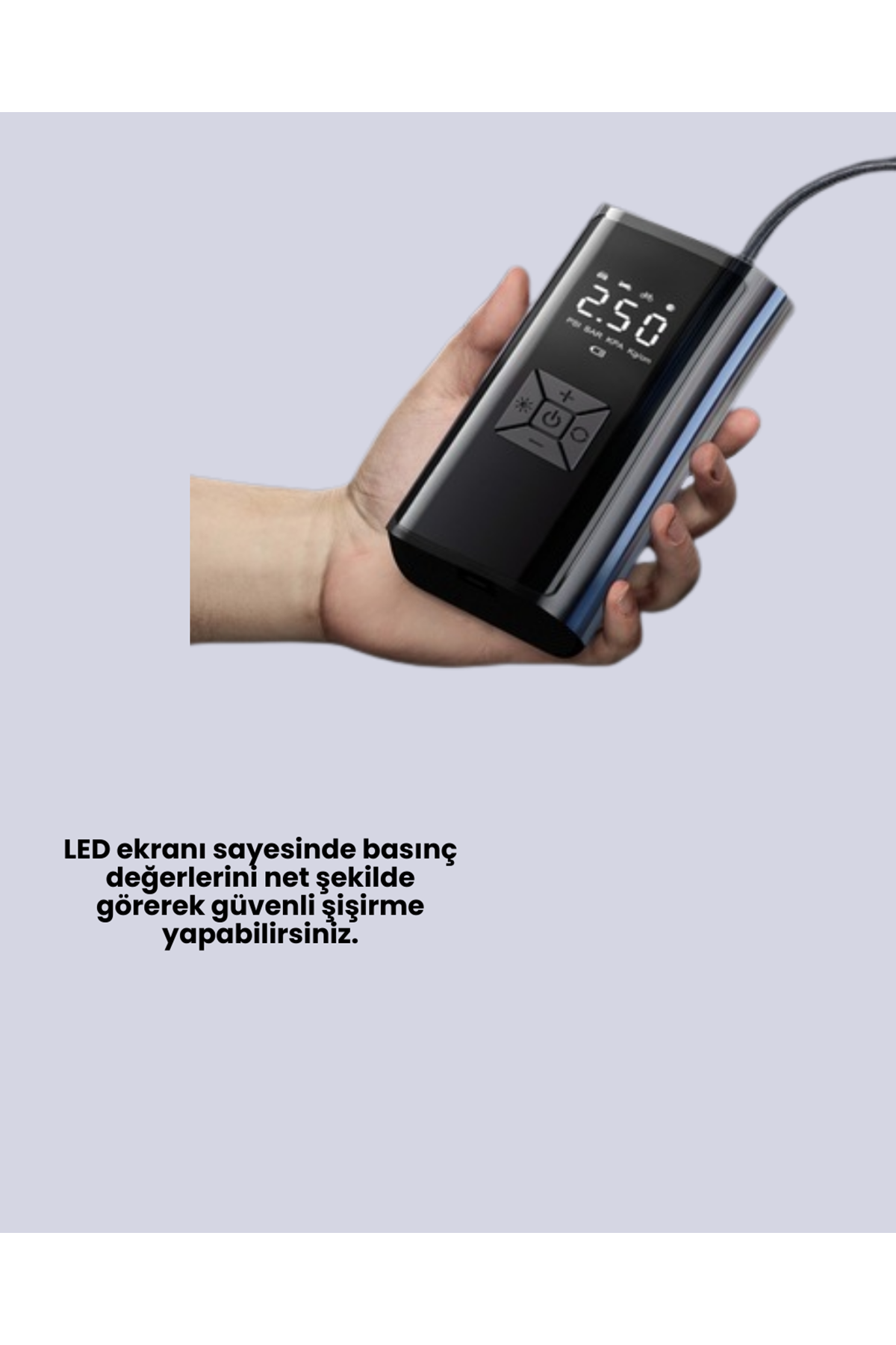 80W Kablosuz Dijital Ekranlı Taşınabilir Lastik Şişirme Pompası