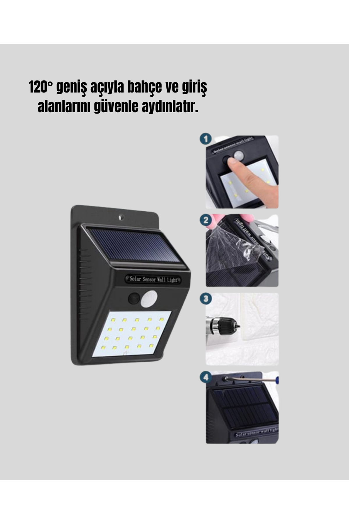 Hareket Algılamalı Solar LED Güvenlik Lambası