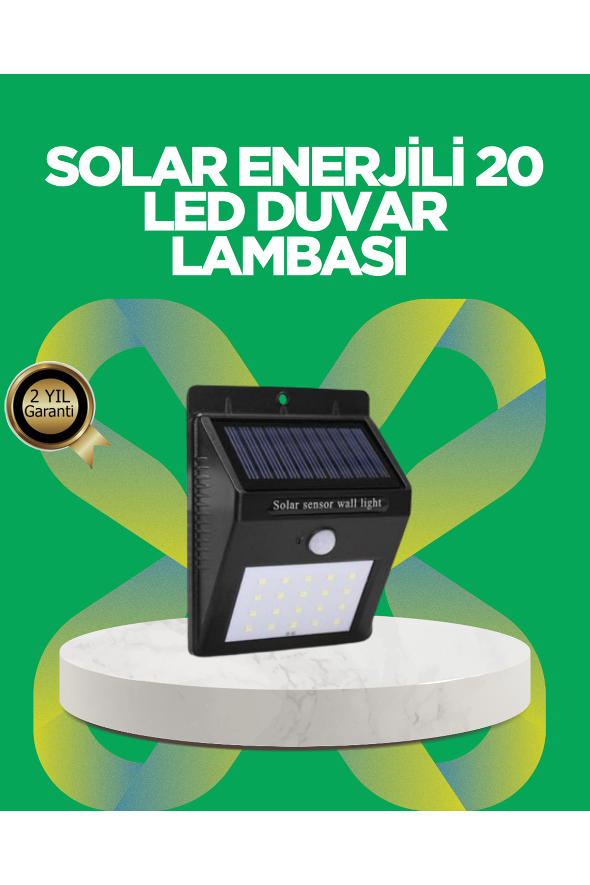 Solar Enerjili 20 LED Hareket Sensörlü Duvar Lambası