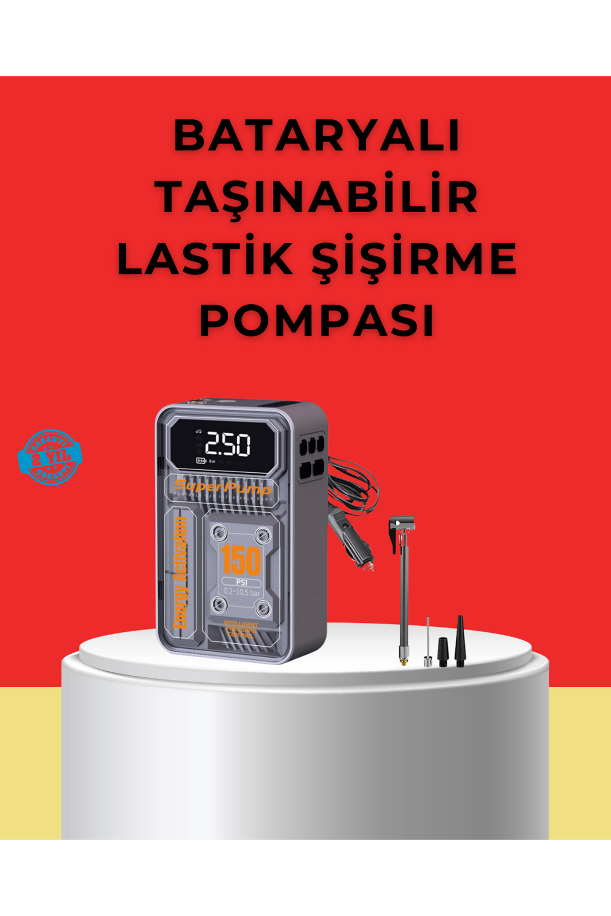 Hızlı Şişirme Güçlü Motorlu 150 PSI Araba Lastik Pompası