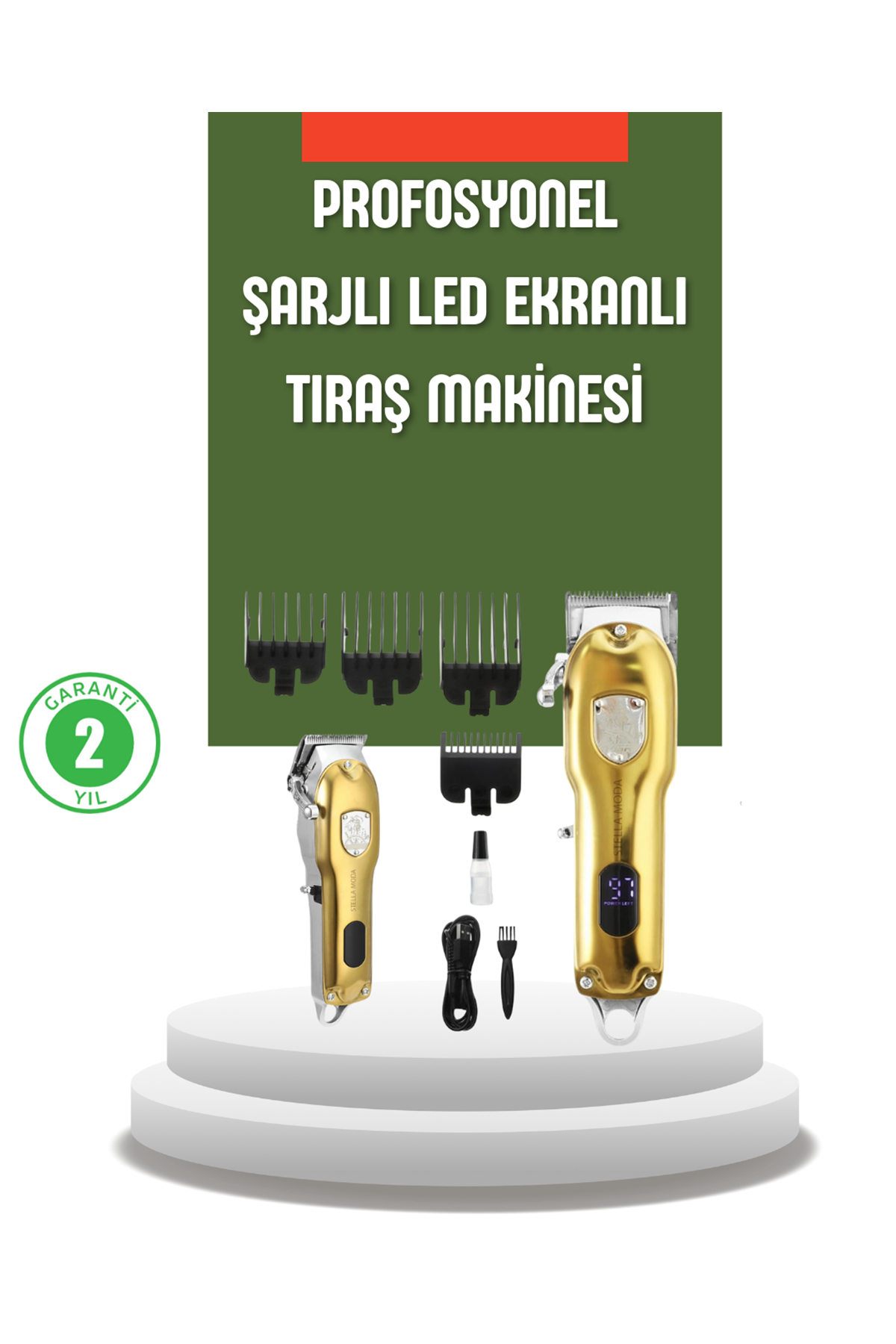 Güçlü Motorlu LCD Ekranlı Şarjlı Tıraş ve Şekillendirme Makinesi