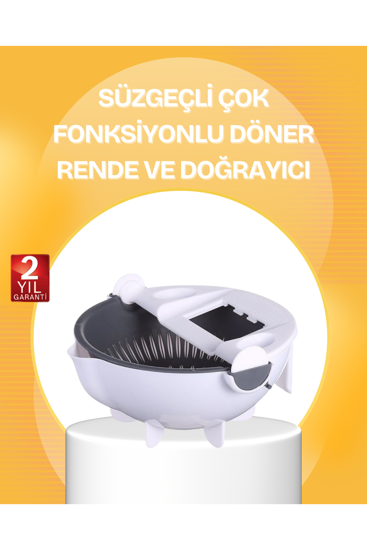 5 Fonksiyonlu Döner Süzgeçli Rende ve Dilimleyici Aparat
