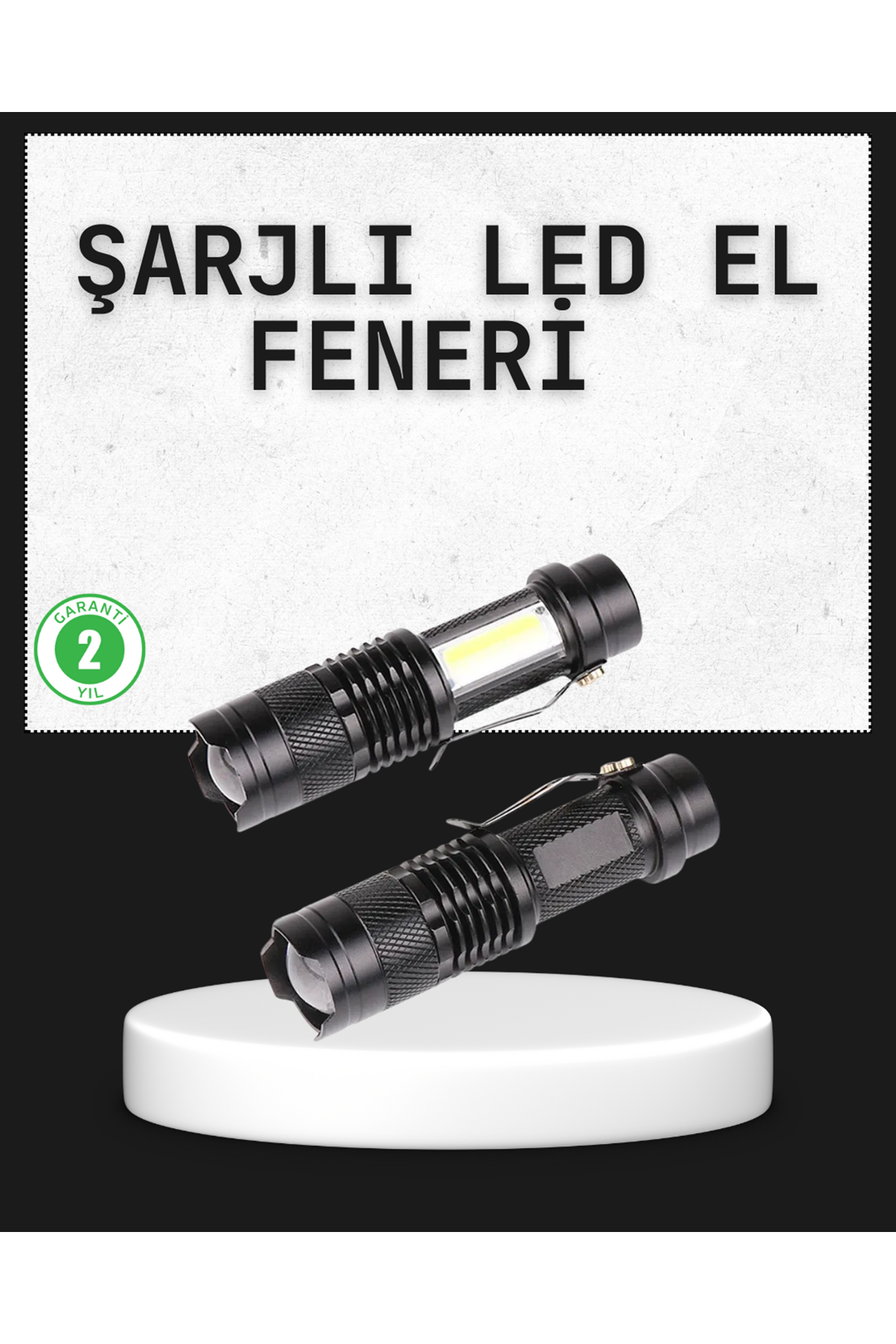 Odak Ayarlı 2000 Lümen Şarjlı LED El Feneri