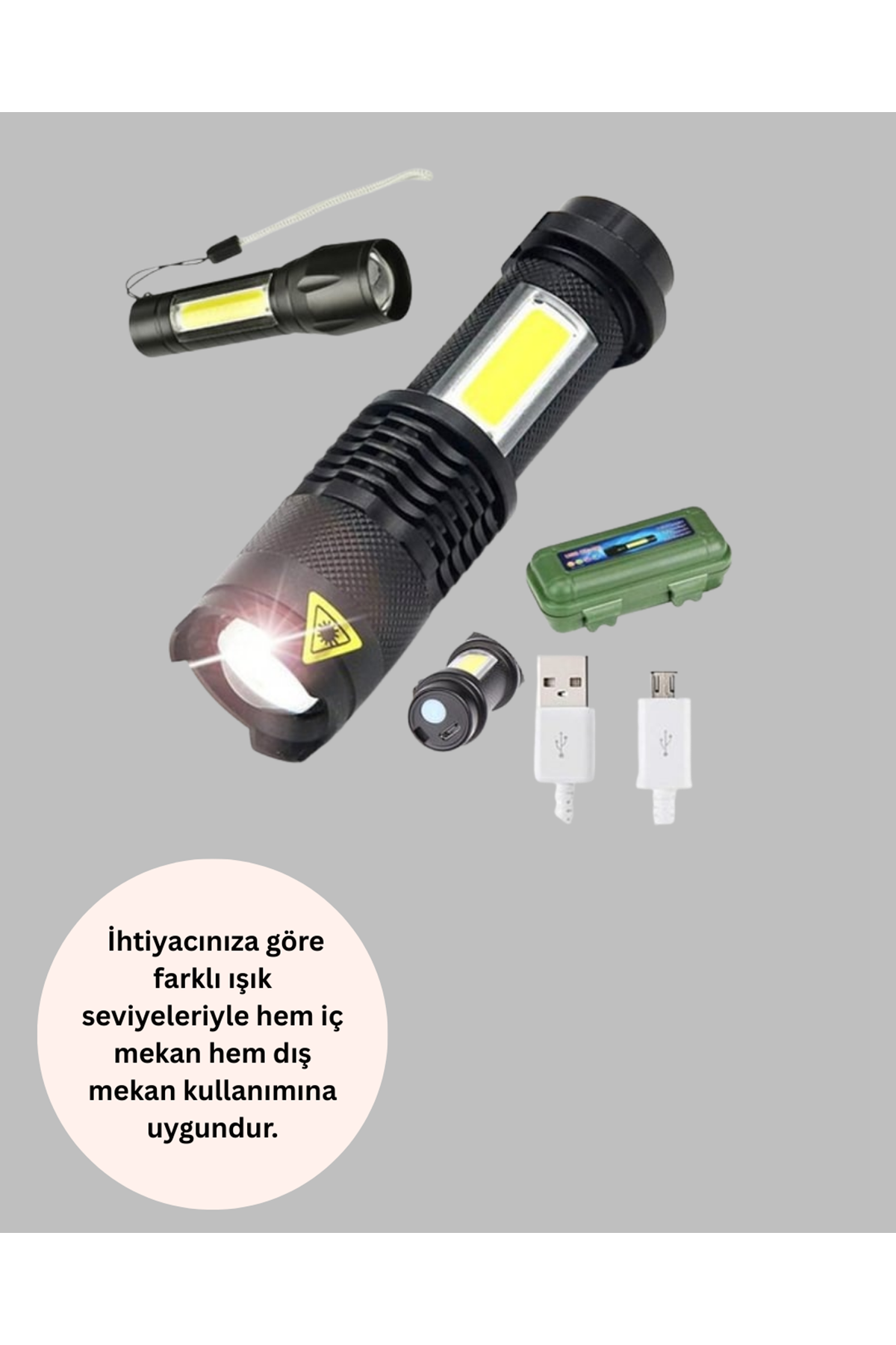 Suya Dayanıklı 4 Modlu Mini LED El Feneri