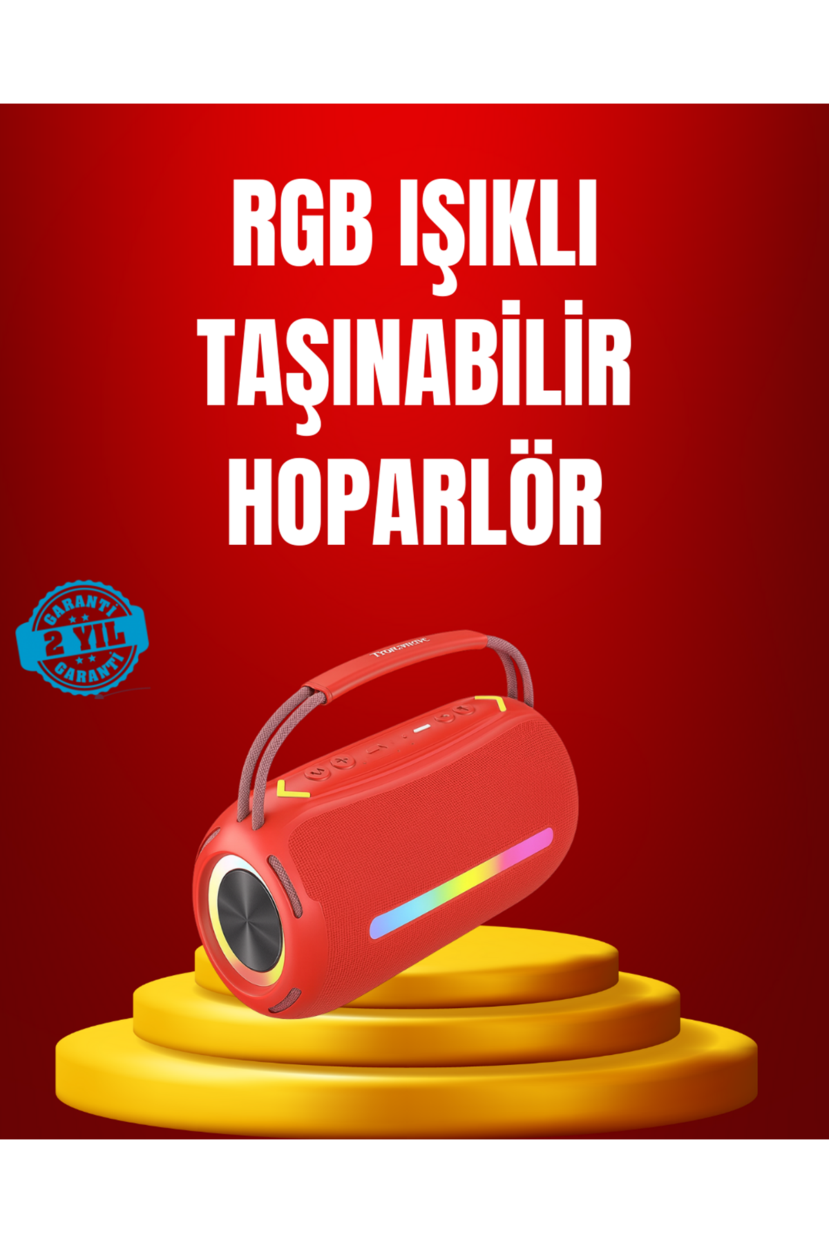 Suya Dayanıklı 20W RGB Hoparlör Bluetooth, USB, SD Kart ve AUX Girişli