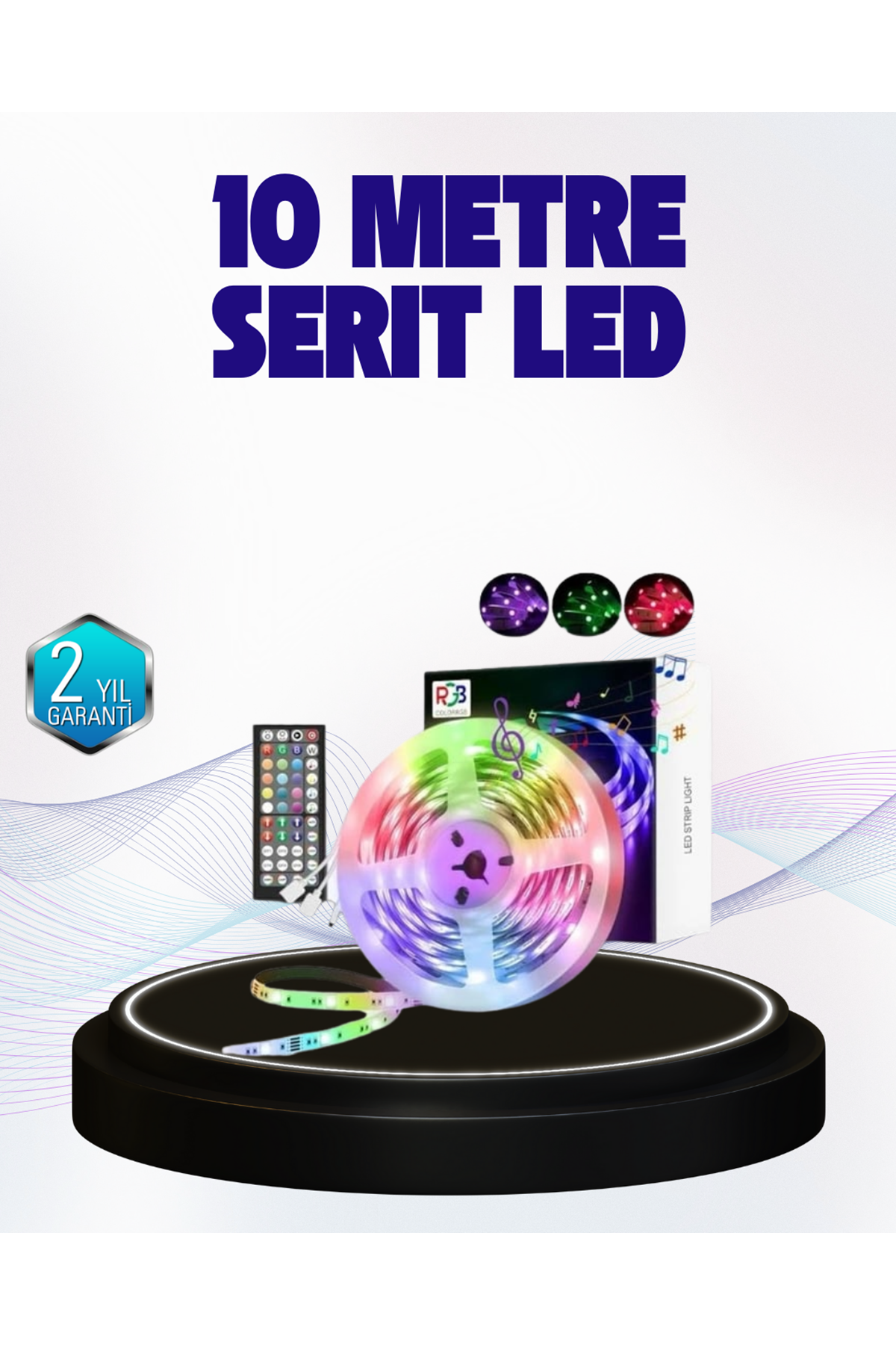 Bluetooth Kontrollü Smart Şerit Led 10M Sese Duyarlı RGB Aydınlatma