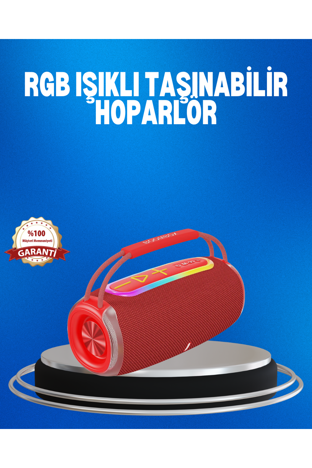 RGB LED Işıklı 20W Taşınabilir Hoparlör Bluetooth 5.3 + Type-C Şarj