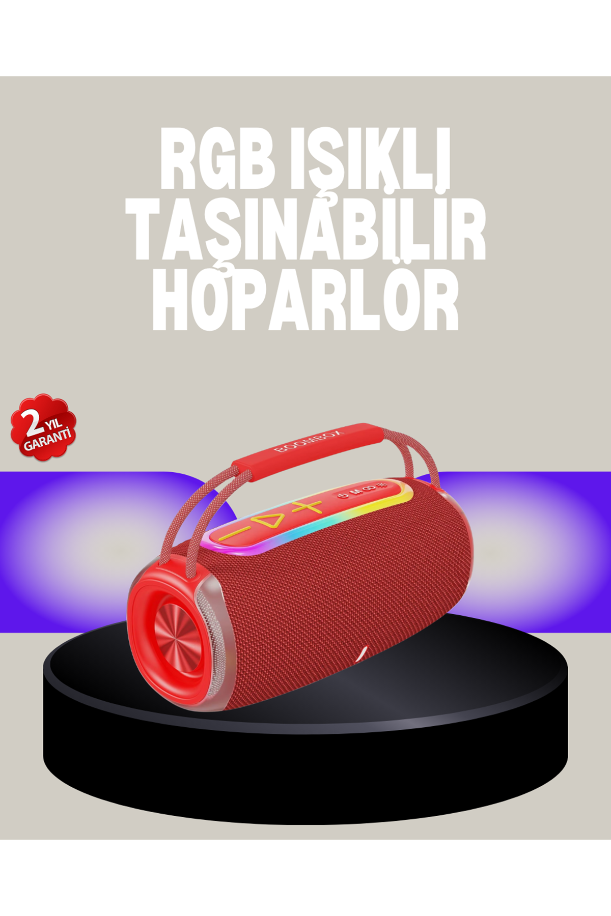 20W Kablosuz Bluetooth Hoparlör RGB Işık Efektli USB/SD/AUX Destekli