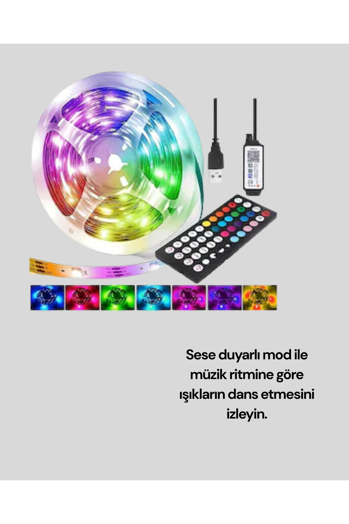 Sese Duyarlı 10M Smart Şerit Led IOS Android Kontrollü RGB Işık