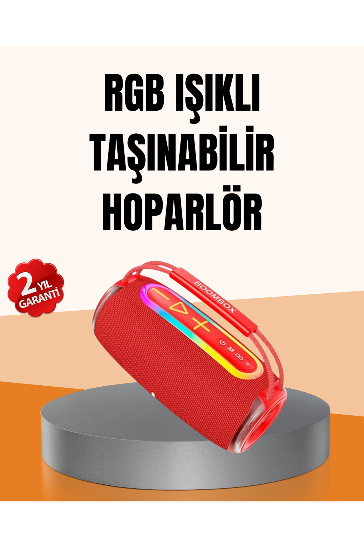 IPX6 Su Geçirmez RGB LED Işıklı Taşınabilir Bluetooth Hoparlör 2400 mAh