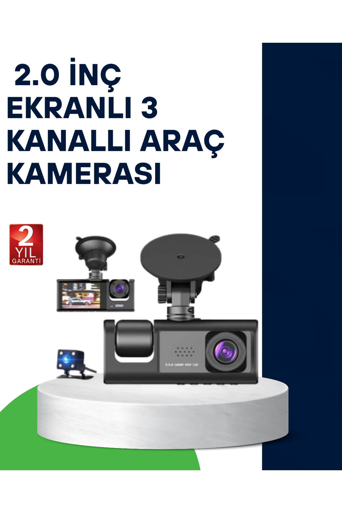 Üç Kameralı Araç Kamerası Full HD Gece Görüş  G-Sensör