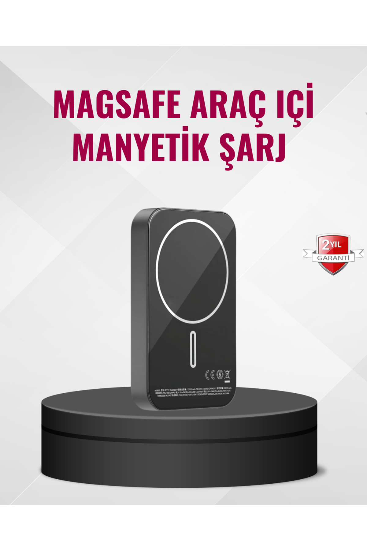 MagSafe Araç Telefon Tutucu 15W Hızlı Şarj Type-C Girişli