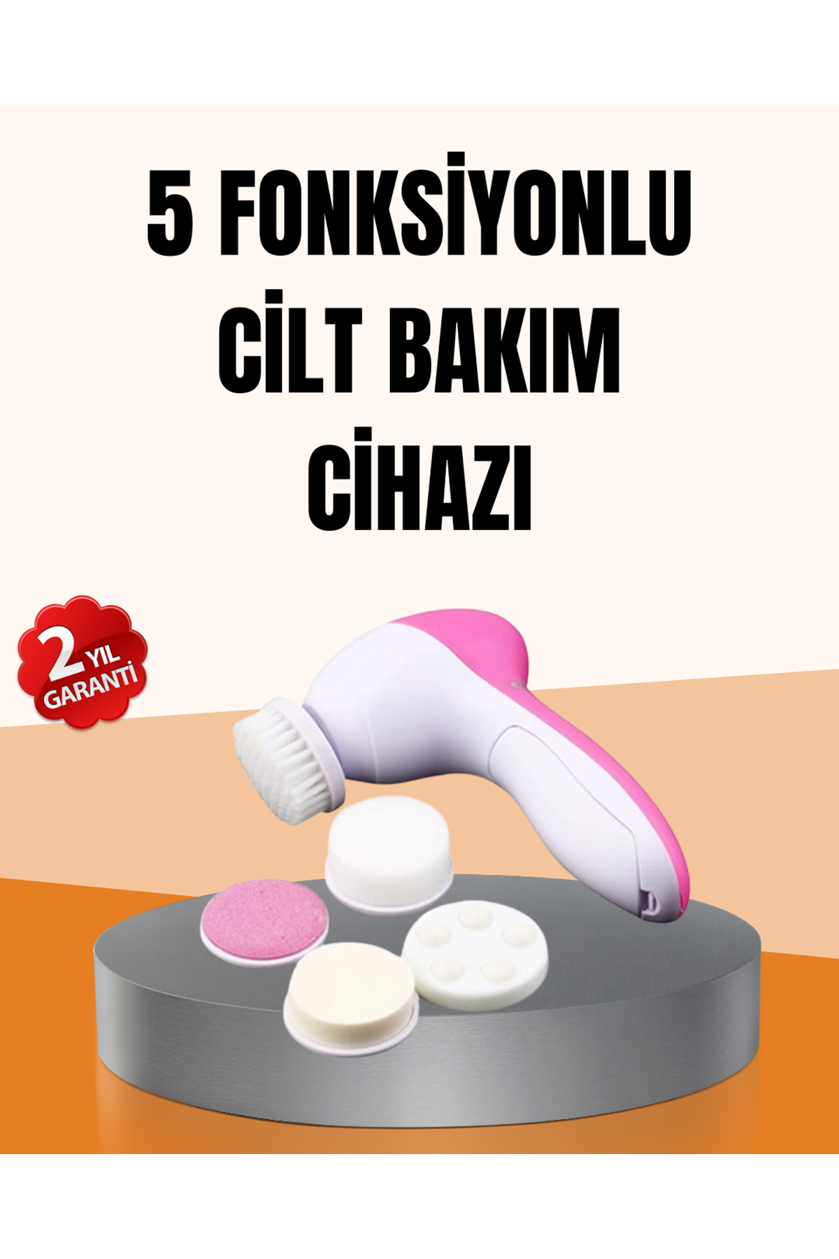 Derin Temizleme ve Masaj İçin 5 Başlıklı Yüz Cilt Bakım Aleti