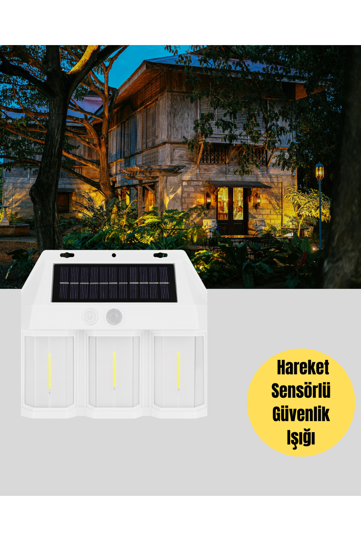 Suya Dayanıklı Solar Duvar Lambası – Akıllı Gece Sensörlü Işık