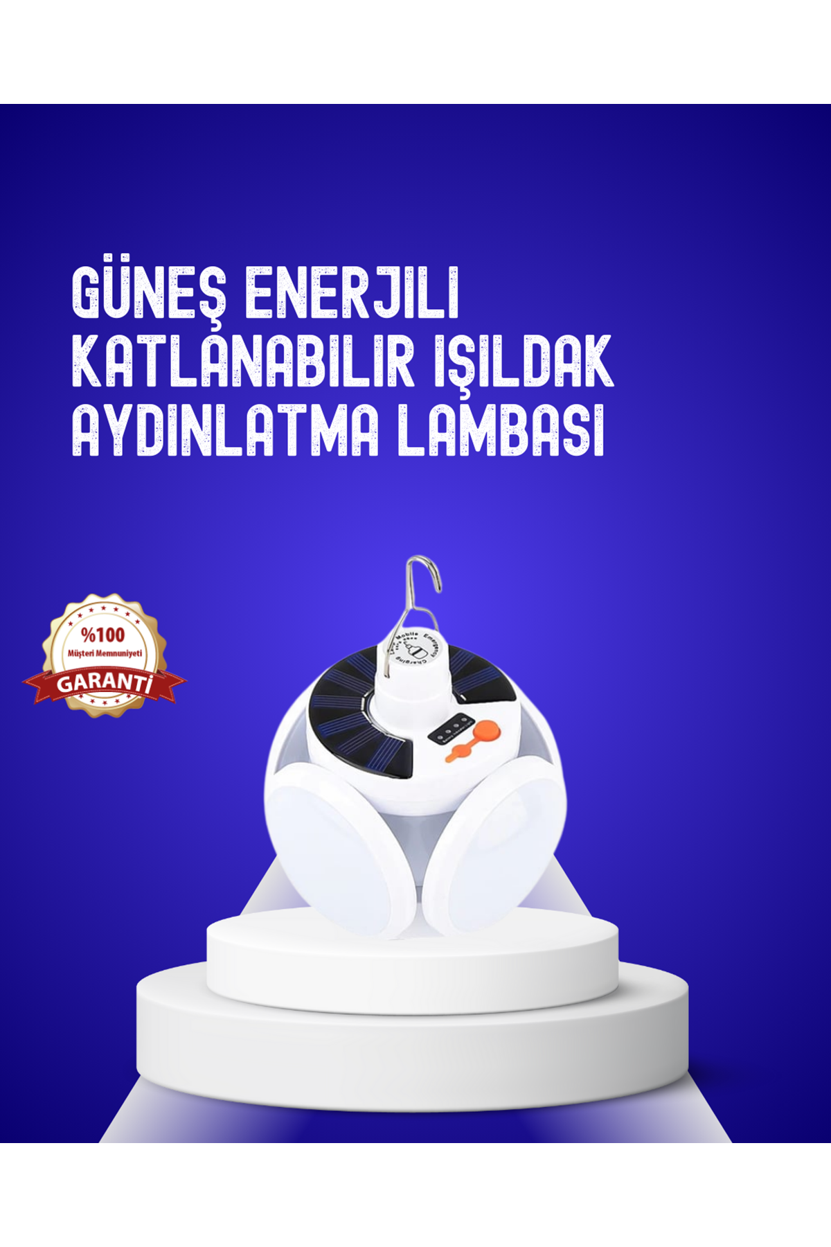 USB ve Solar Şarjlı Katlanabilir 5 Taraflı LED Lamba