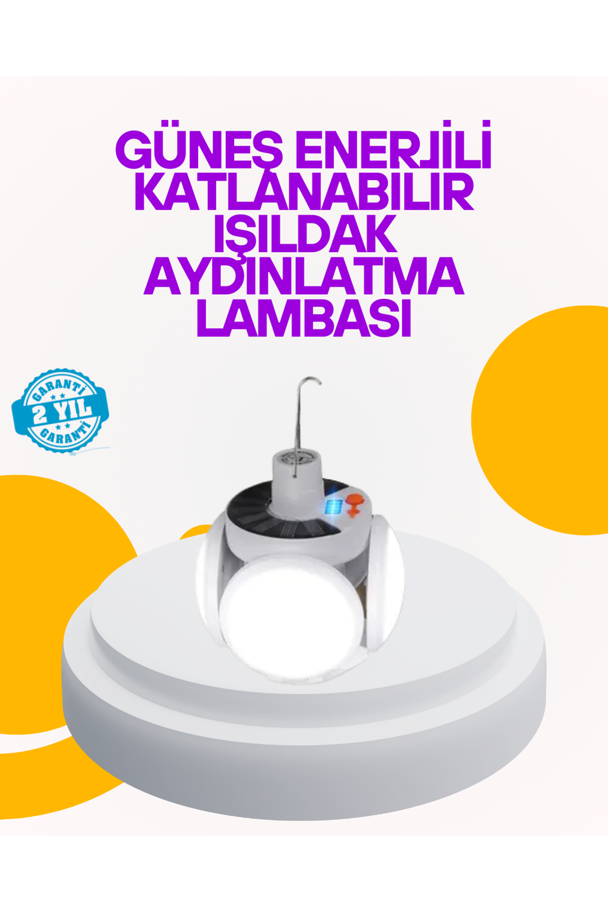 Solar Enerjili Katlanabilir Led Kamp ve Bahçe Lambası
