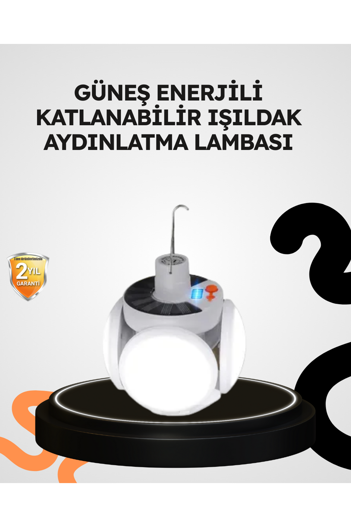 Güneş Enerjili Katlanabilir 5 Kanatlı Solar Bahçe Lambası