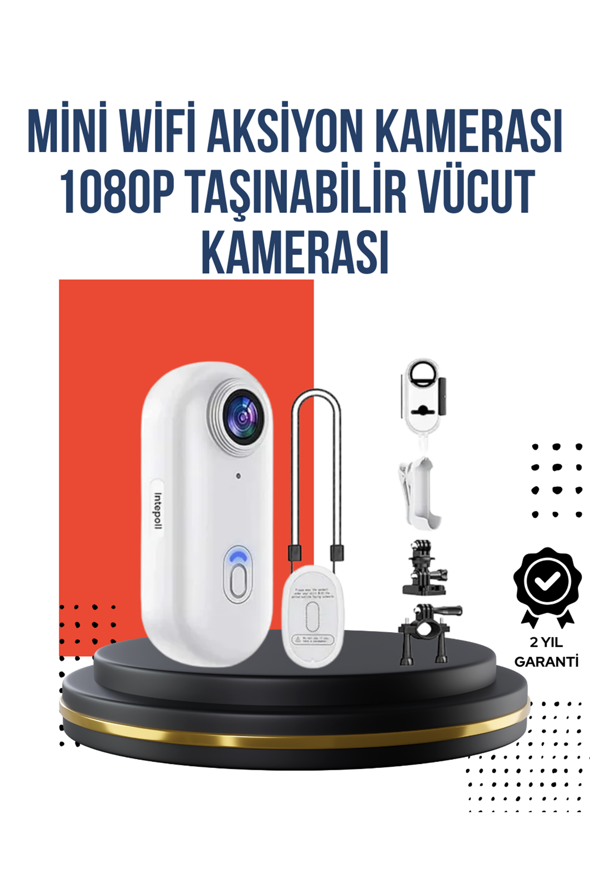 360° Klipsli Manyetik Spor Kamera Yüksek Çözünürlük