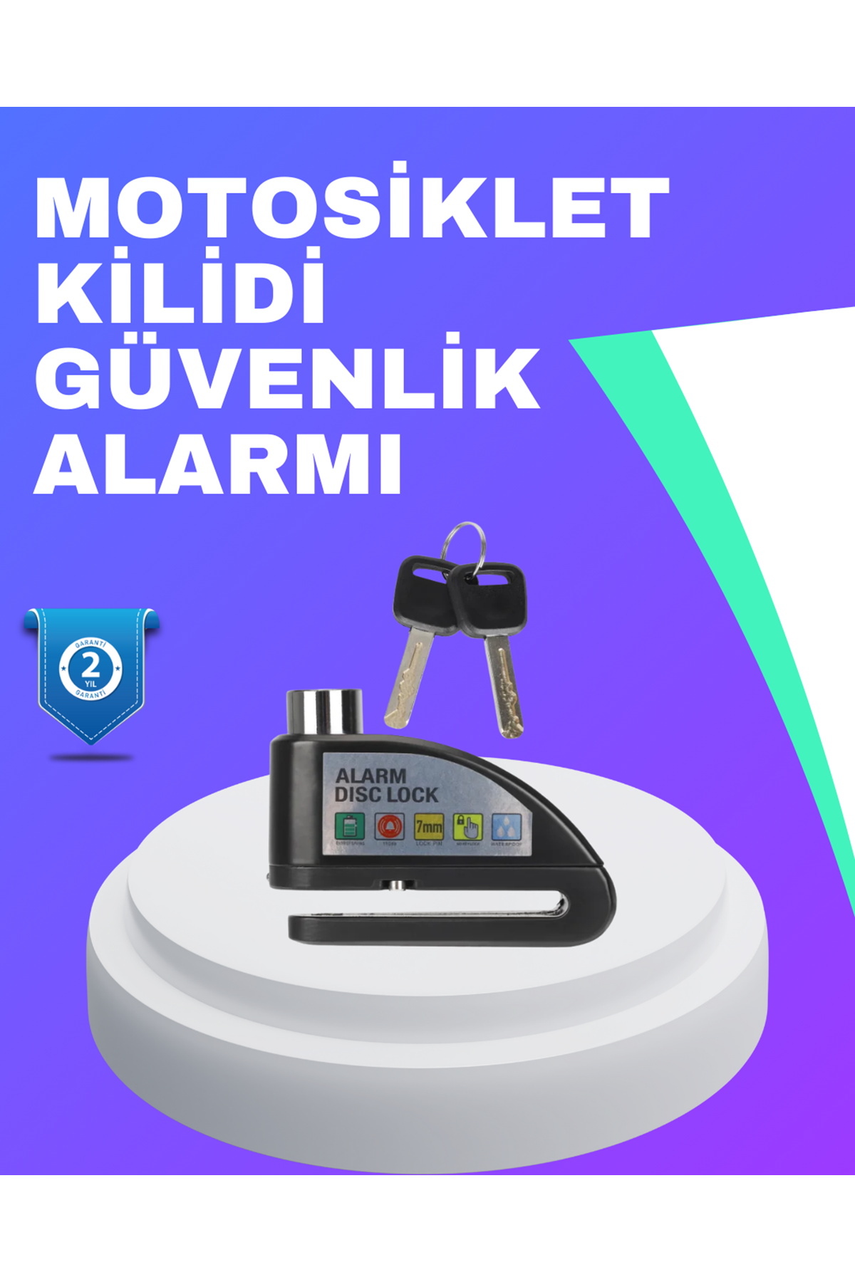 Su Geçirmez Alarm Disk Kilidi Motosiklet Scooter Bisiklet Güvenlik