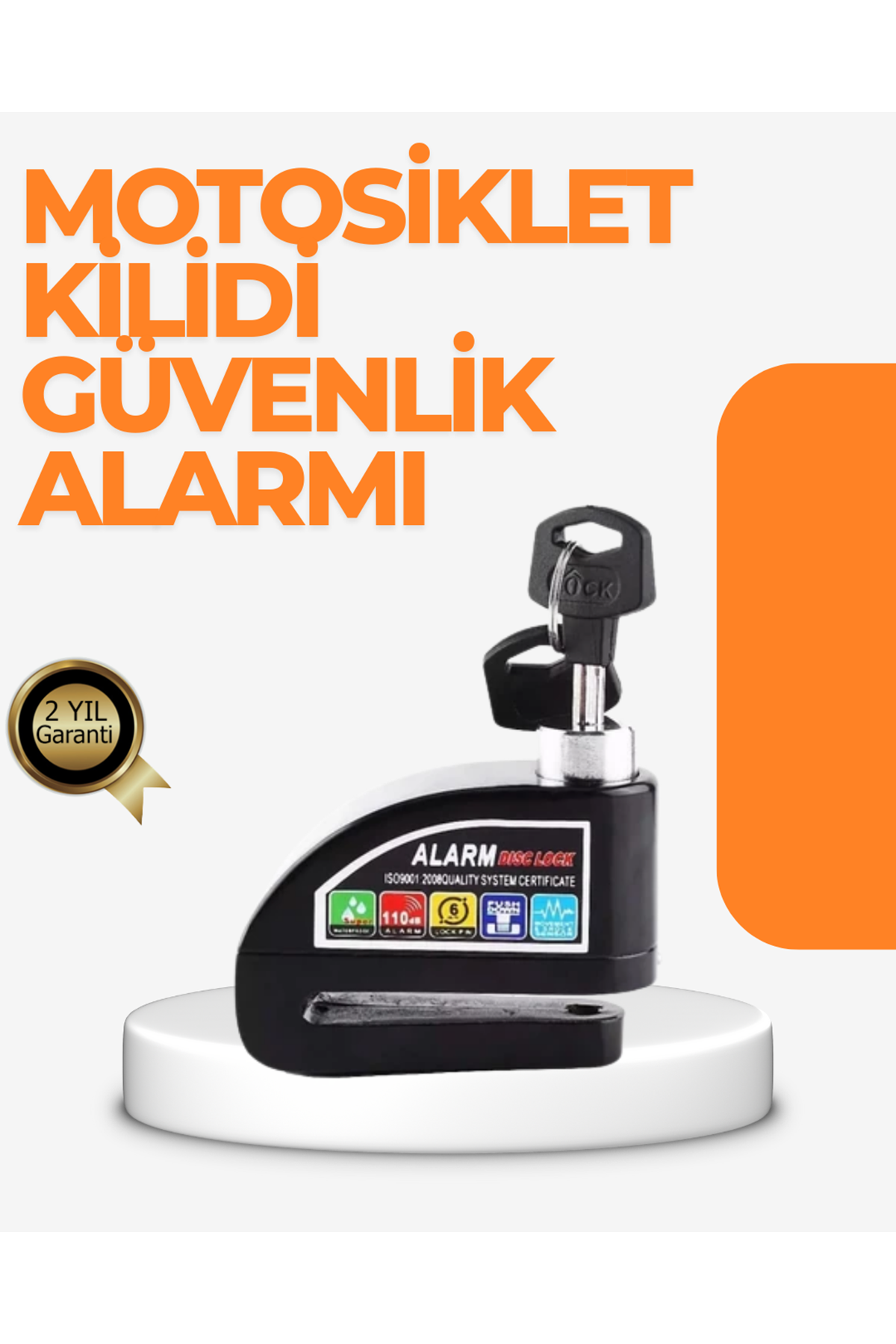 Alarm Sensörlü Disk Kilidi Motosiklet Scooter Bisiklet Güvenlik