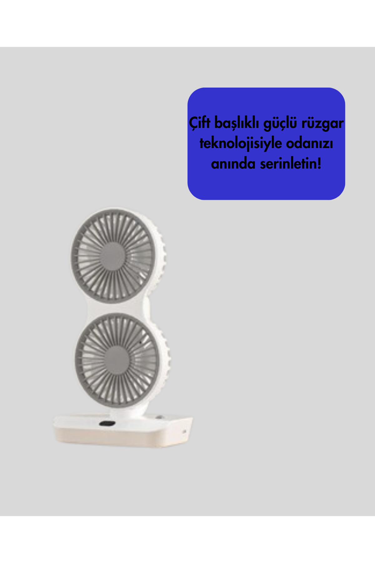 4 Kademeli Hız Ayarlı USB Şarjlı Çift Taraflı Masaüstü Vantilatör