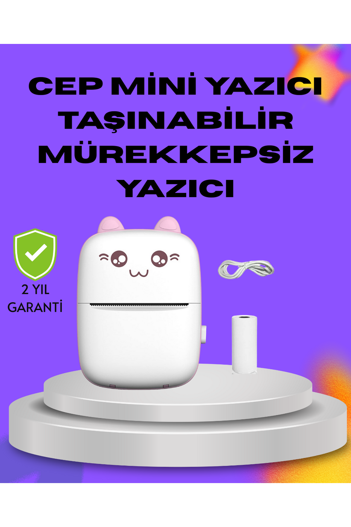 Kablosuz Mini Cep Yazıcısı Bluetooth Destekli 1200mAh Bataryalı