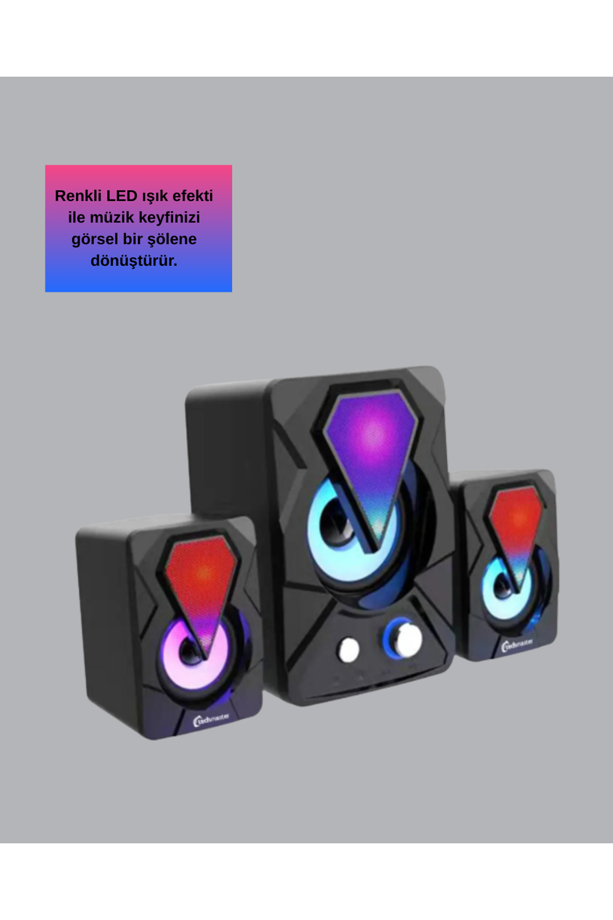 RGB Işıklı USB Hoparlör Seti 9W Çıkış Gücü Derin Bas