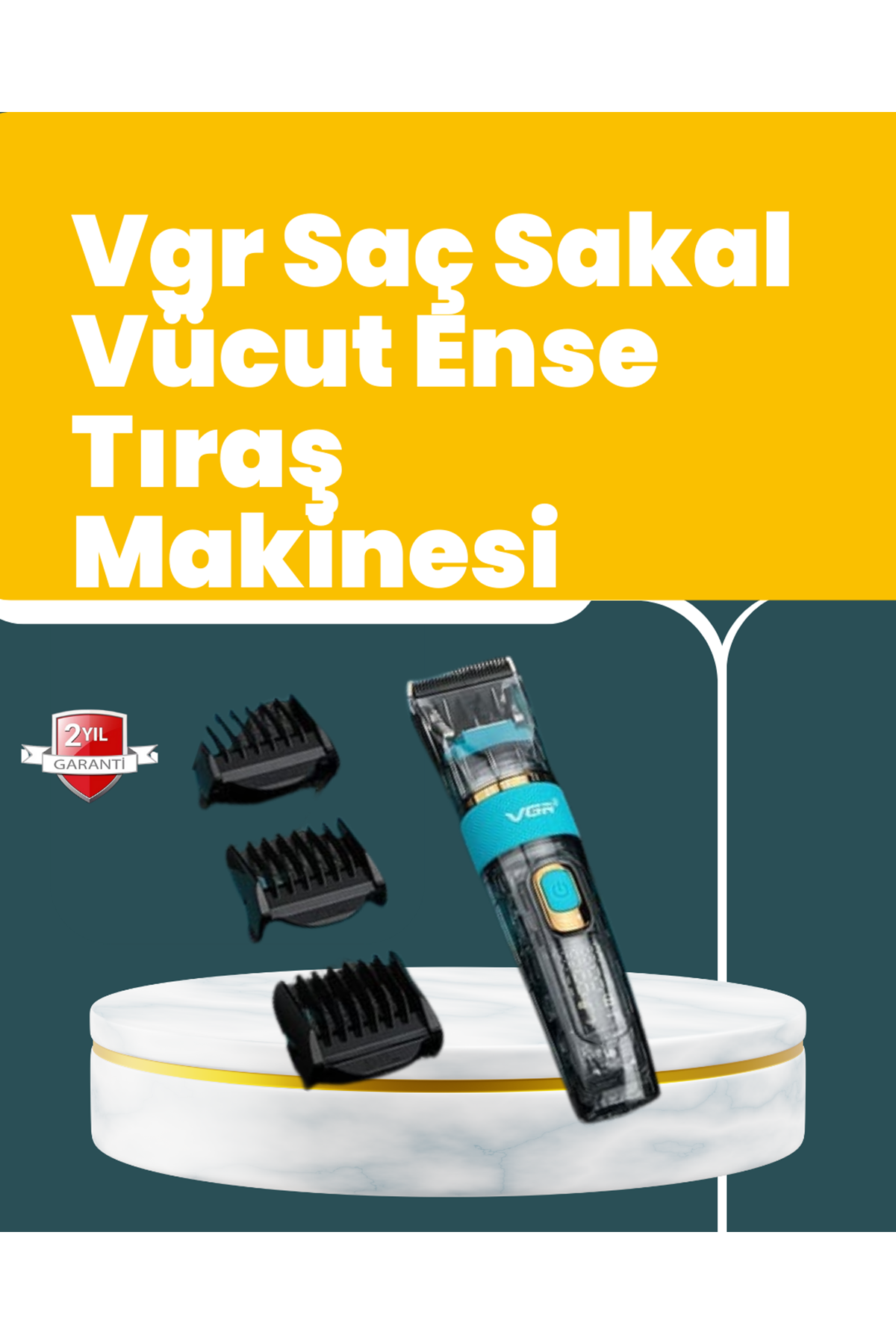 VGR V-695 Saç ve Sakal Kesme Makinesi LED Ekranlı 5 Uzunluk Ayarı