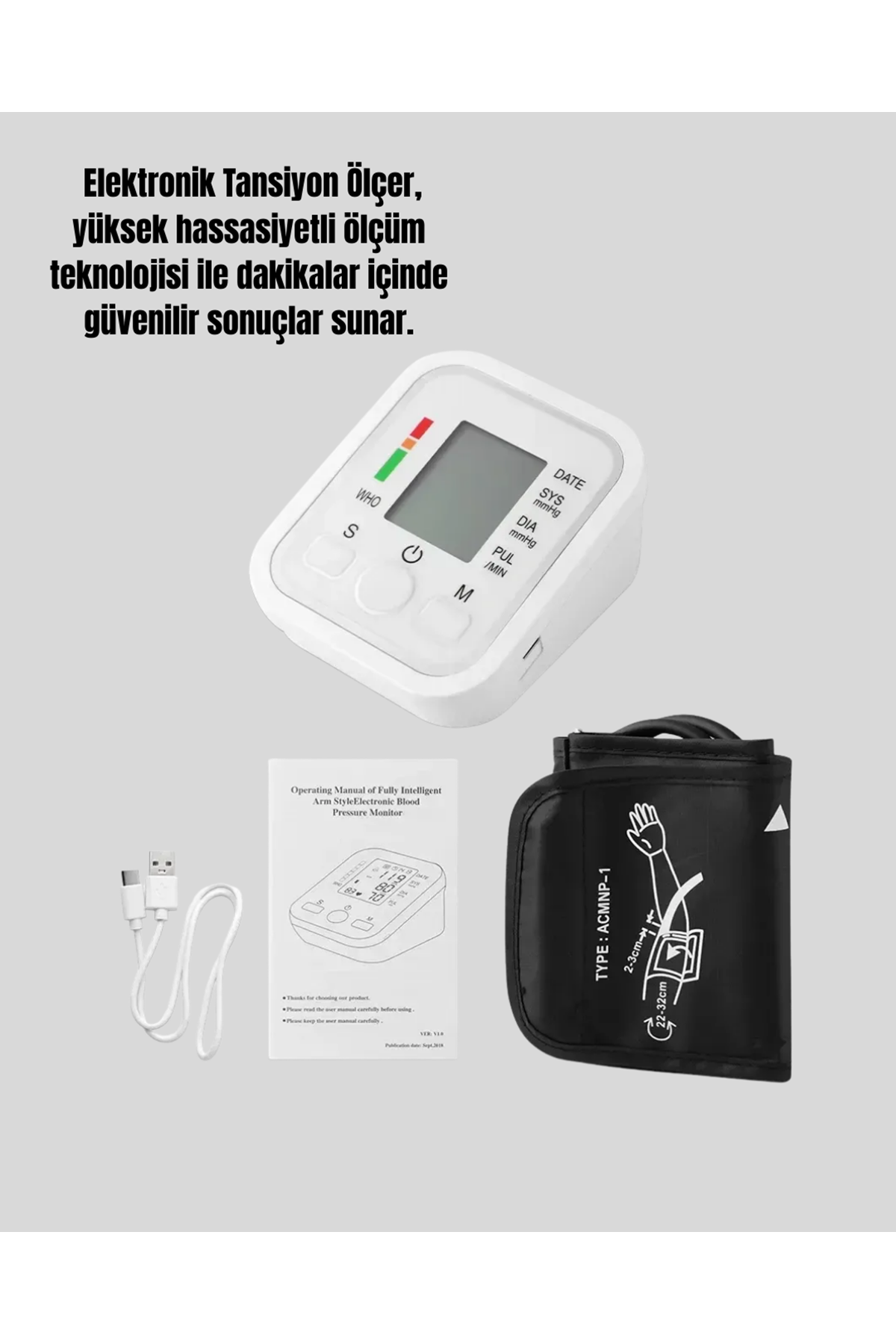 Elektronik Tansiyon Ölçer LCD Dijital Ekranlı