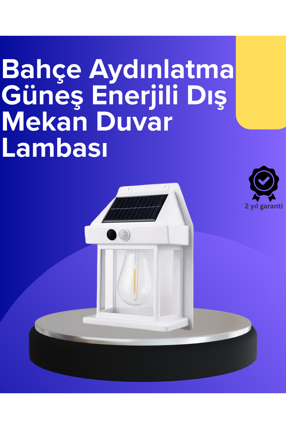 Güneş Enerjili Hareket Sensörlü Duvar Lambası