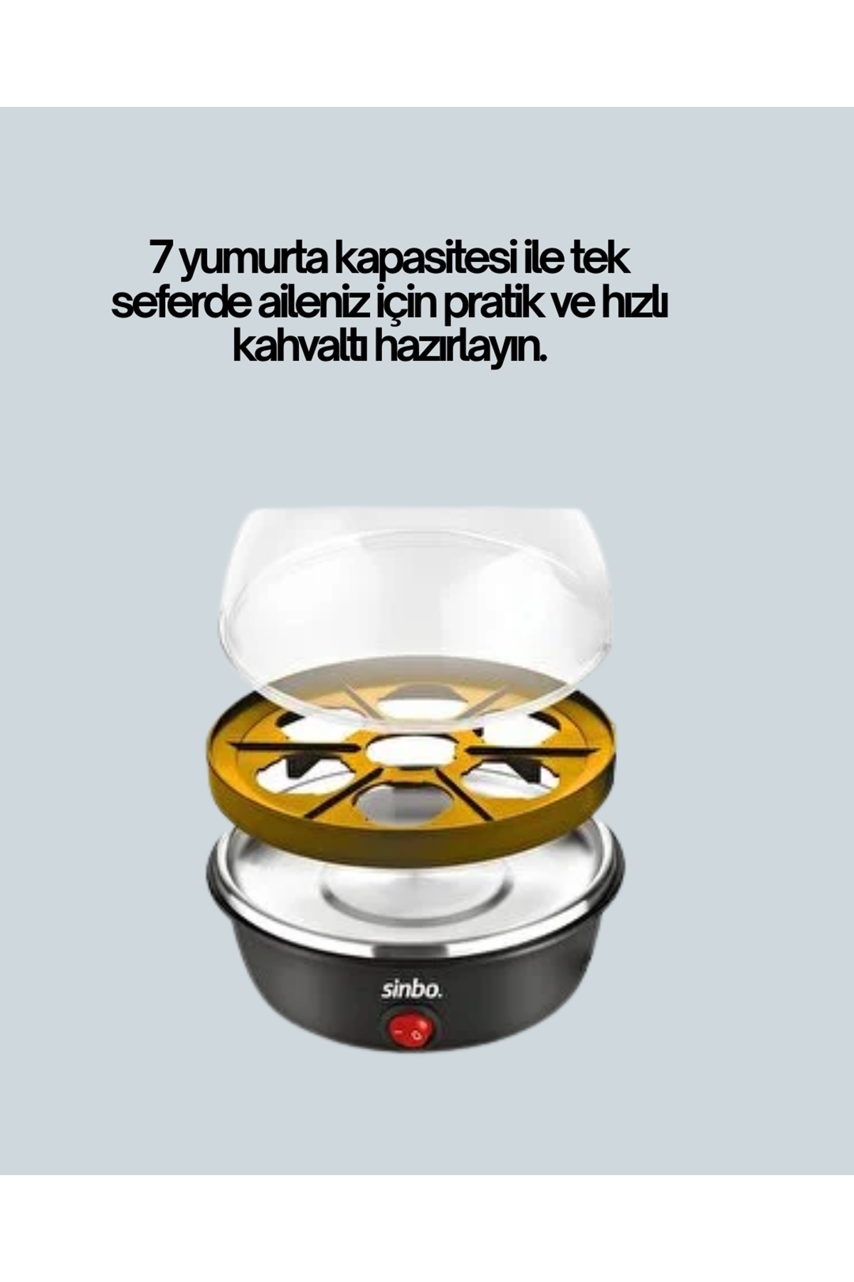 7 Yumurta Kapasiteli Buharlı Yumurta Pişirme Cihazı Sesli Uyarılı