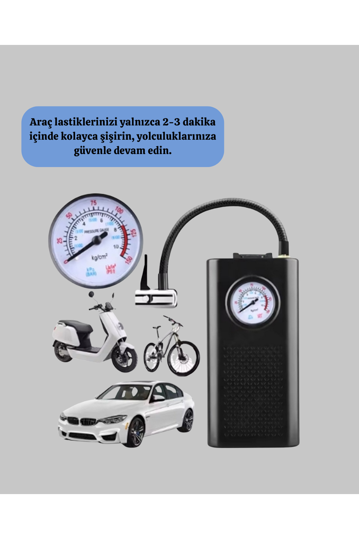 USB Şarjlı Kompakt Elektrikli Hava Kompresörü 3000 mAh