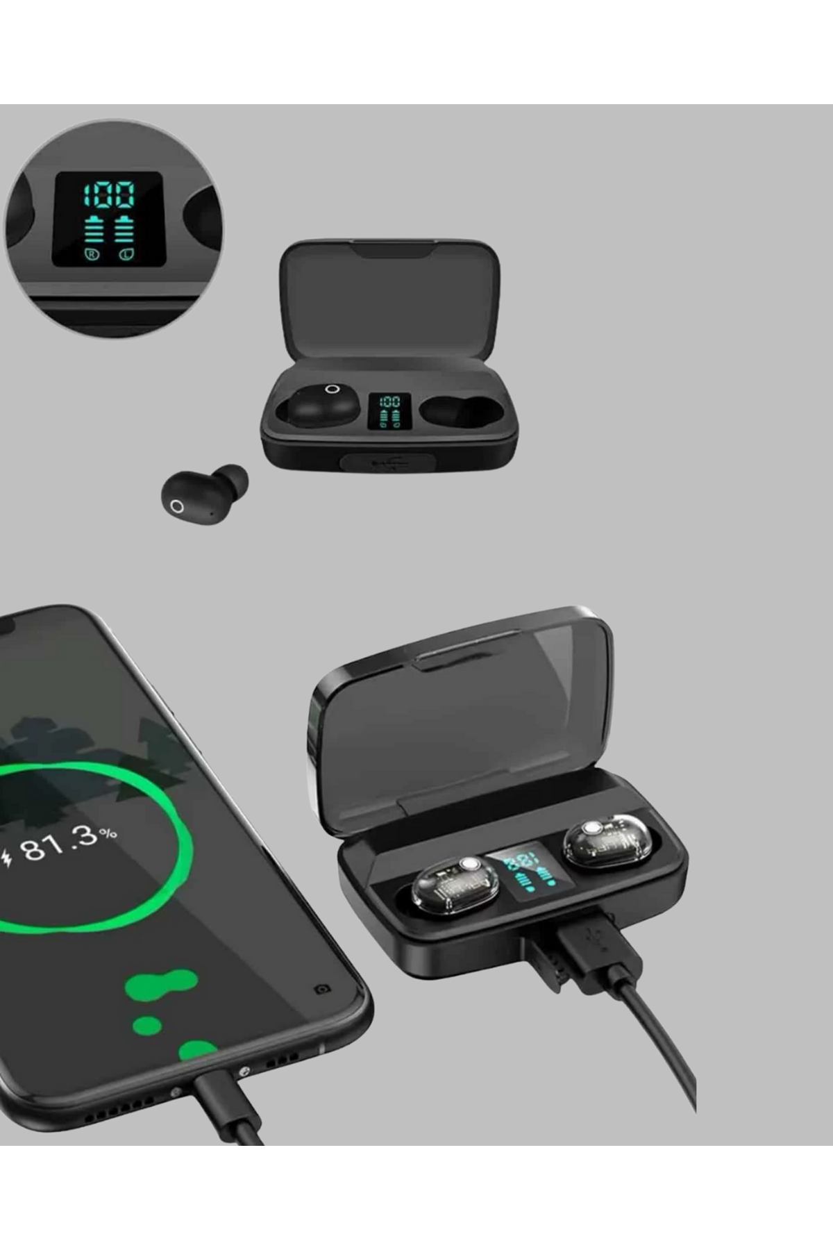 Telefon Şarj Destekli 1800 mAh A10s TWS Kablosuz Kulak İçi Kulaklık