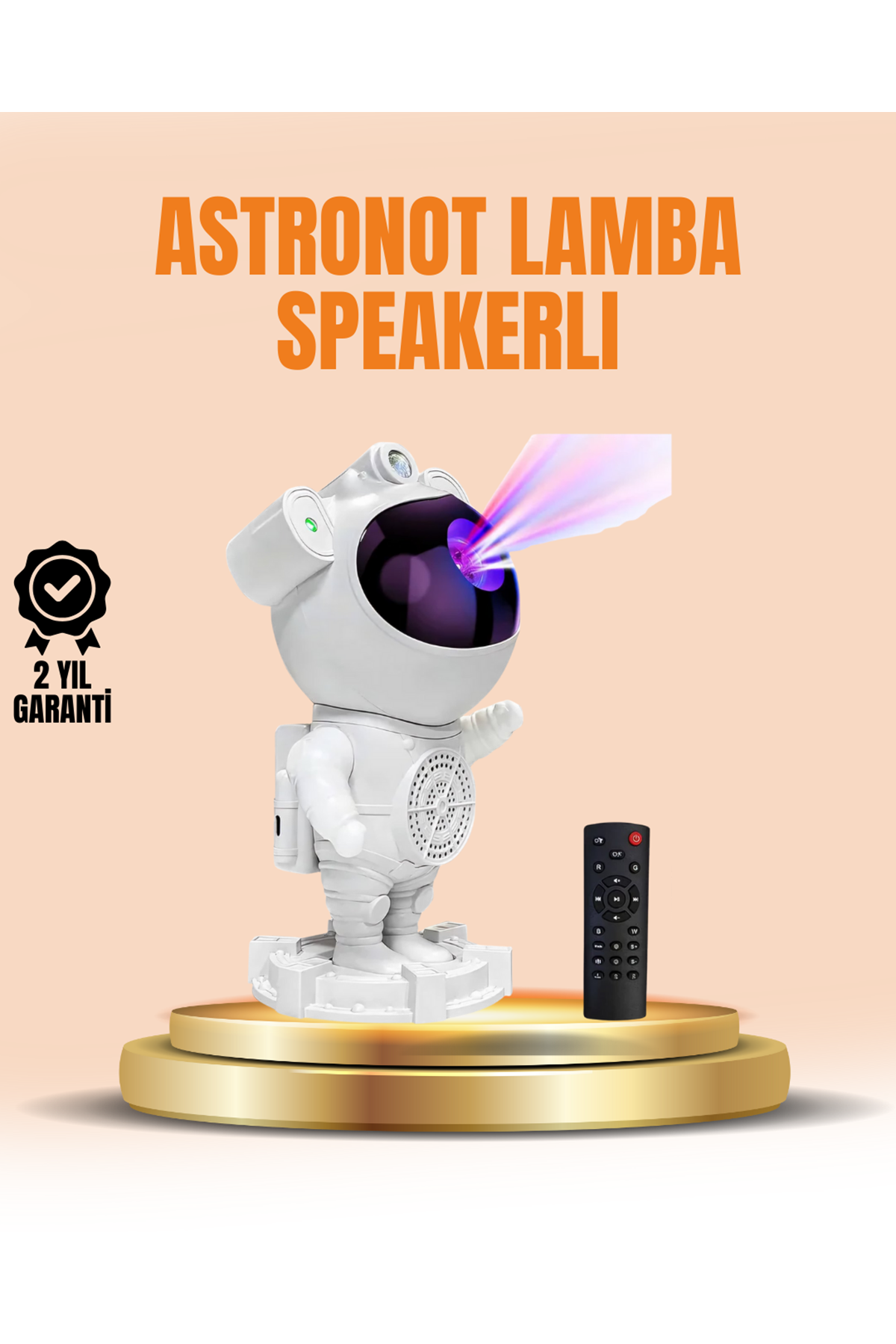 Bluetooth ve Dahili Ses Özellikli Astronot Projeksiyon Lambası