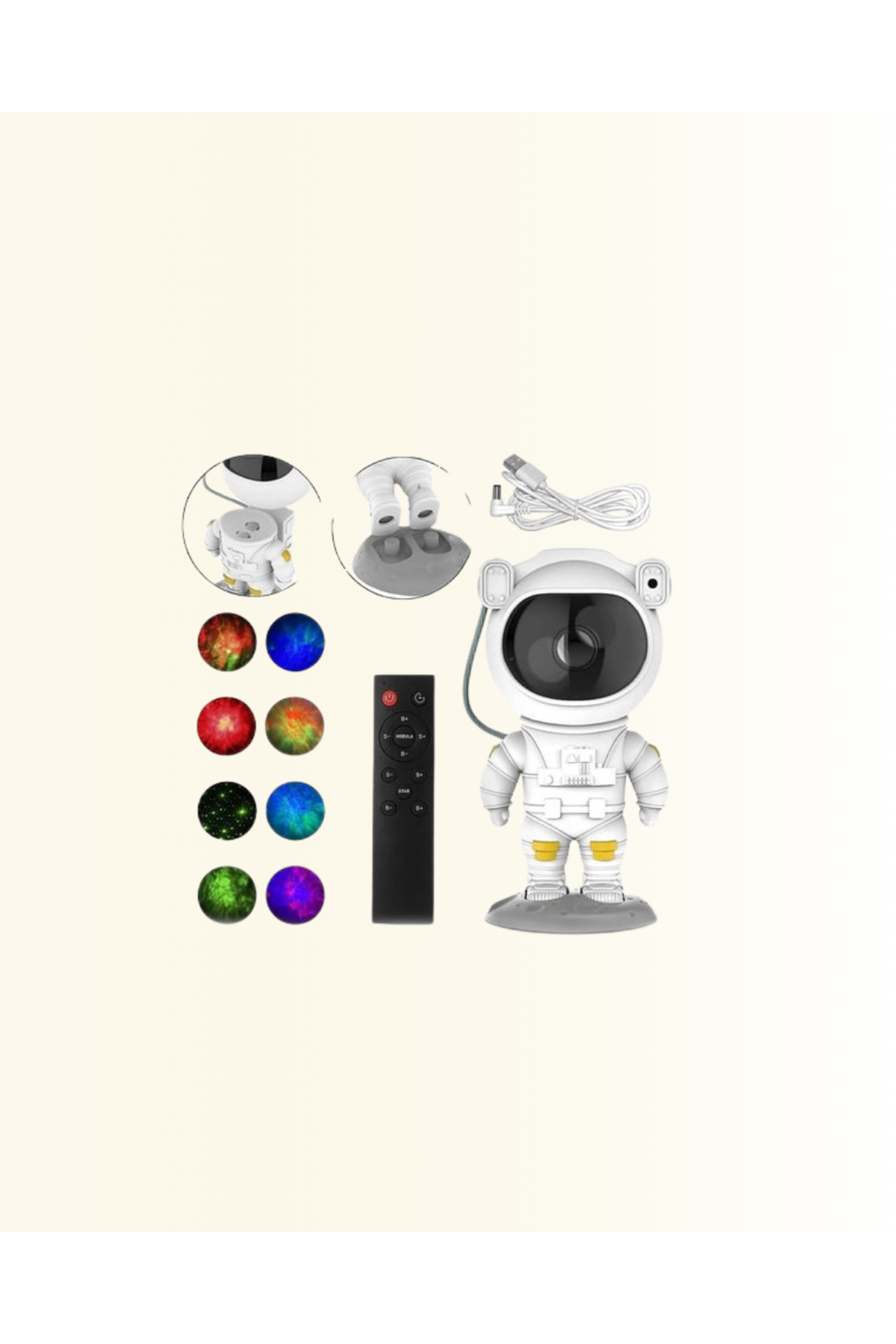 Bluetooth ve Dahili Ses Özellikli Astronot Projeksiyon Lambası