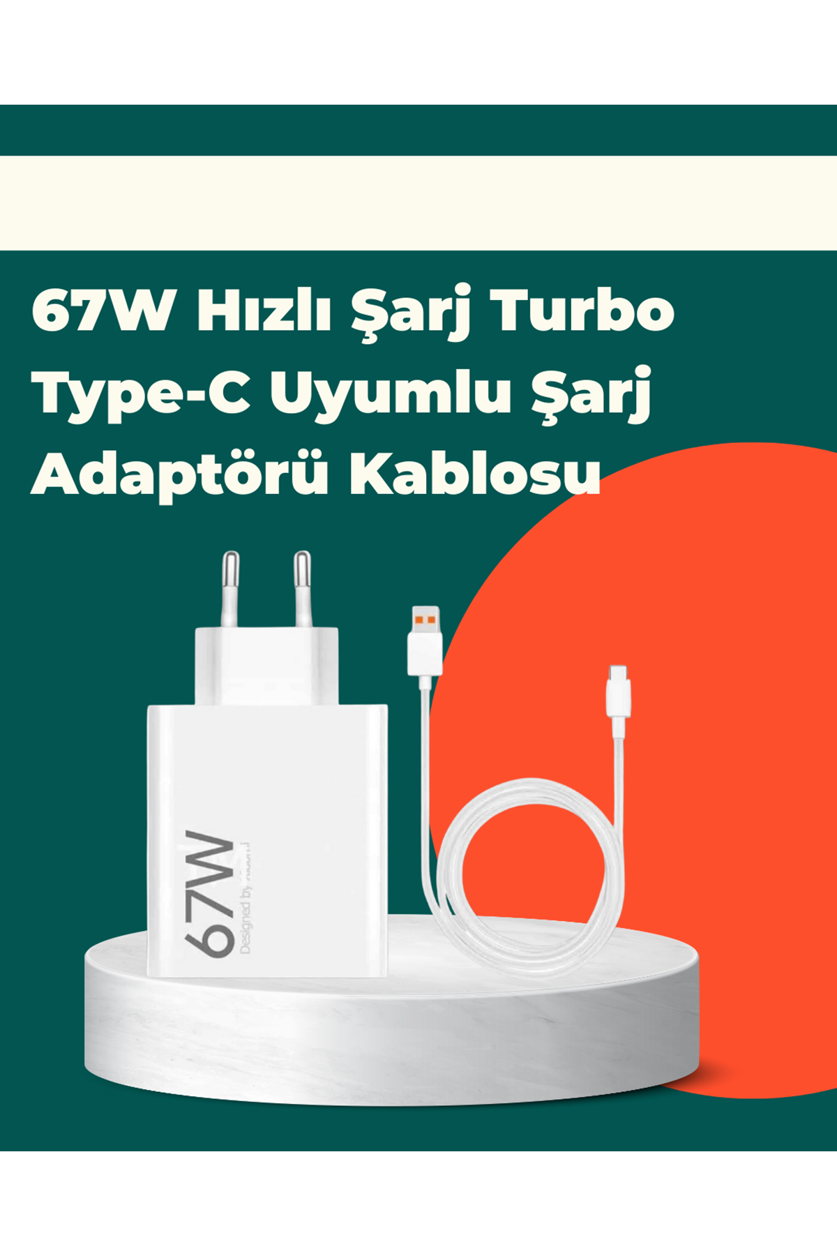 Güvenli ve Hızlı Şarj İçin 67W Turbo Adaptör Type-C Kablo ile