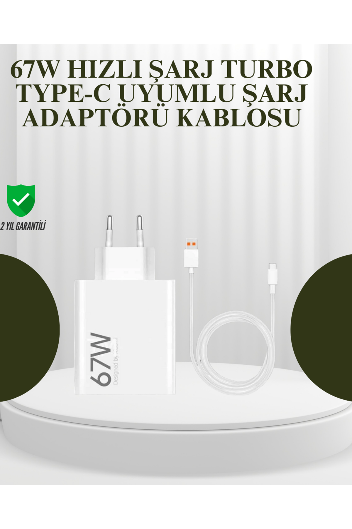67W Güçlü Şarj Adaptörü ve Turbo Kablo Uzun Ömürlü Dayanıklı Tasarım
