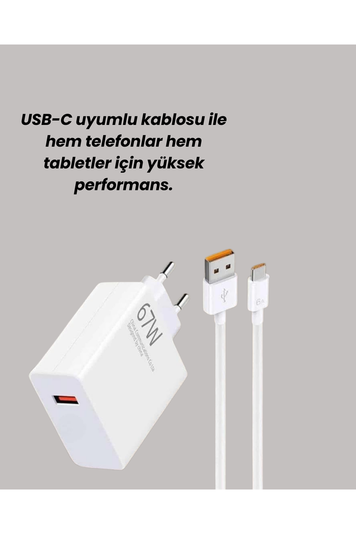67W Güçlü Şarj Adaptörü ve Turbo Kablo Uzun Ömürlü Dayanıklı Tasarım