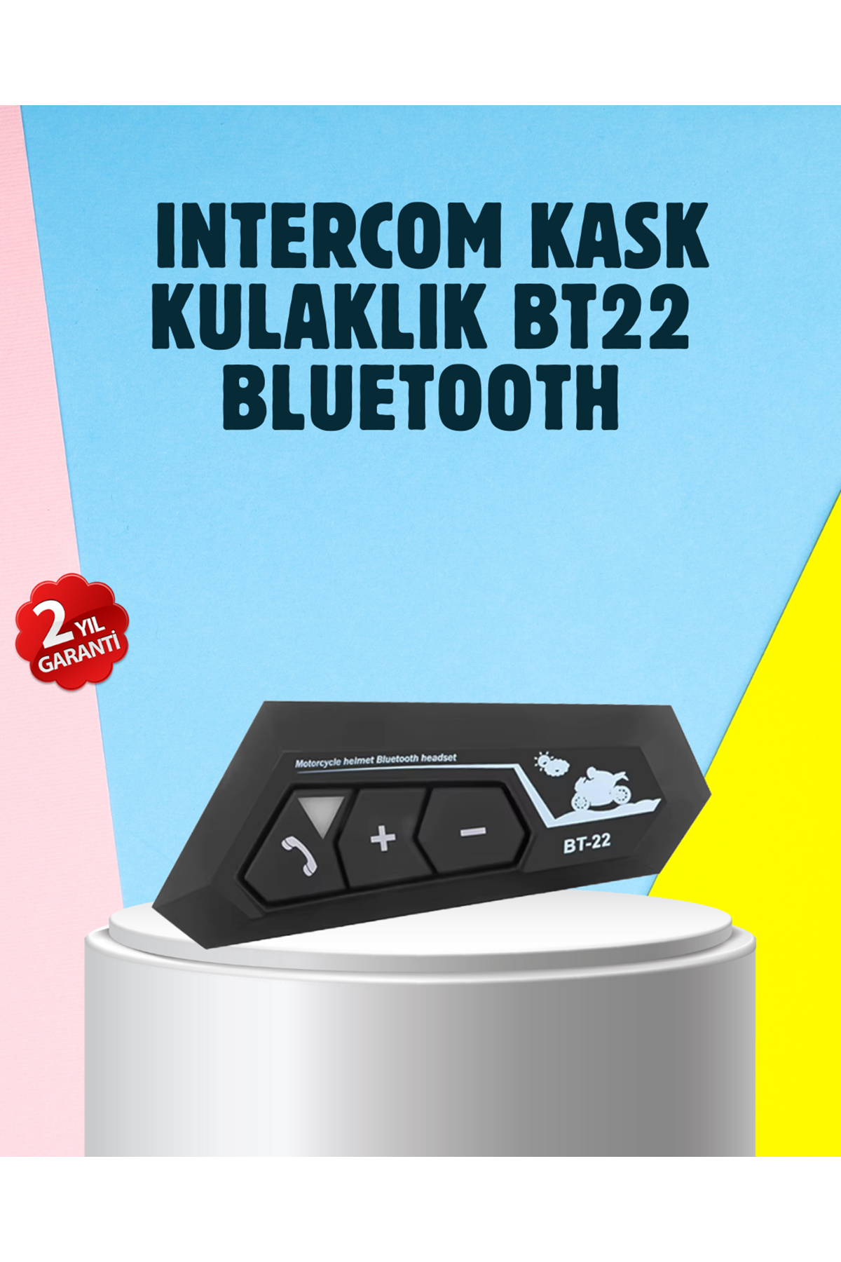 BT22 Motosiklet Kask İçi Bluetooth Kulaklık İnterkom Destekli