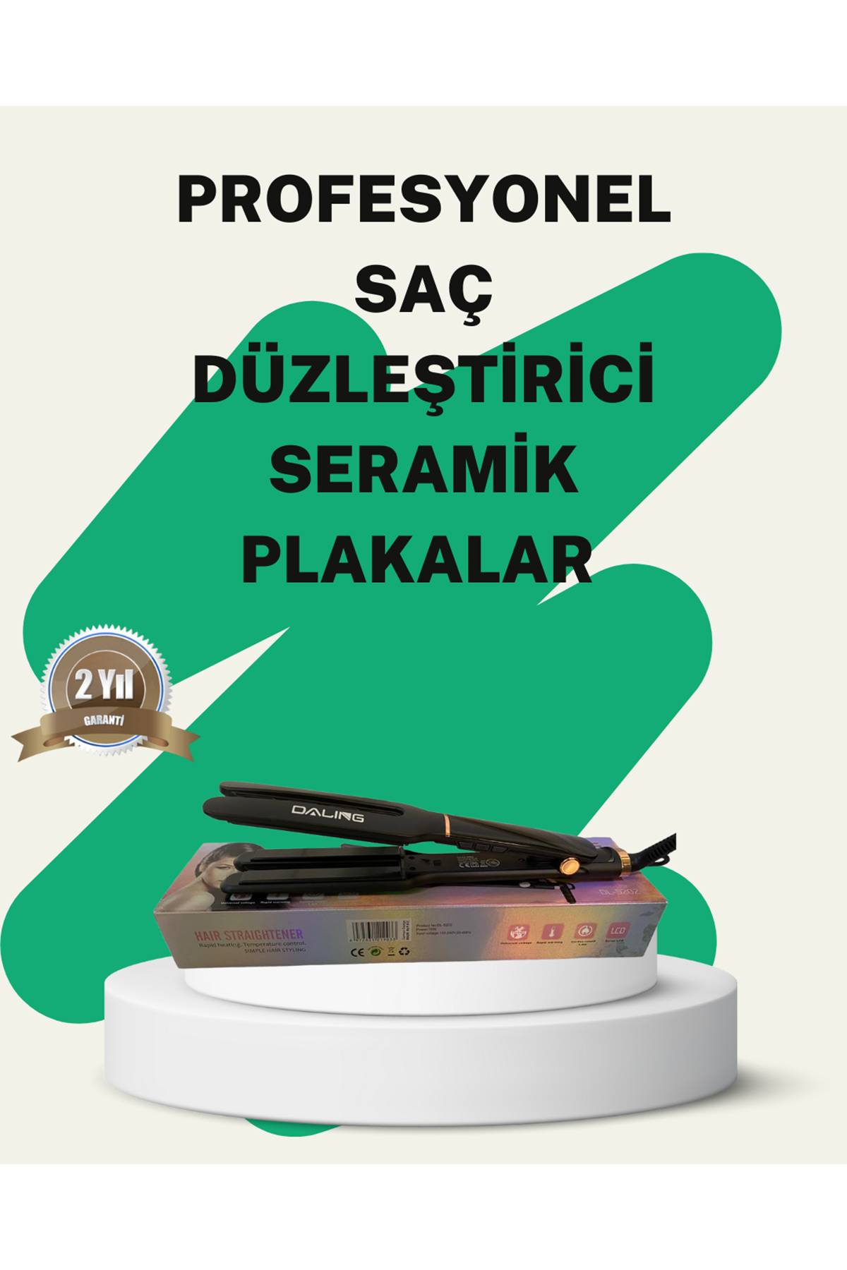 Daling Profesyonel Saç Düzleştirici Seramik Yüzey Tüm Saç Tipleri İçin