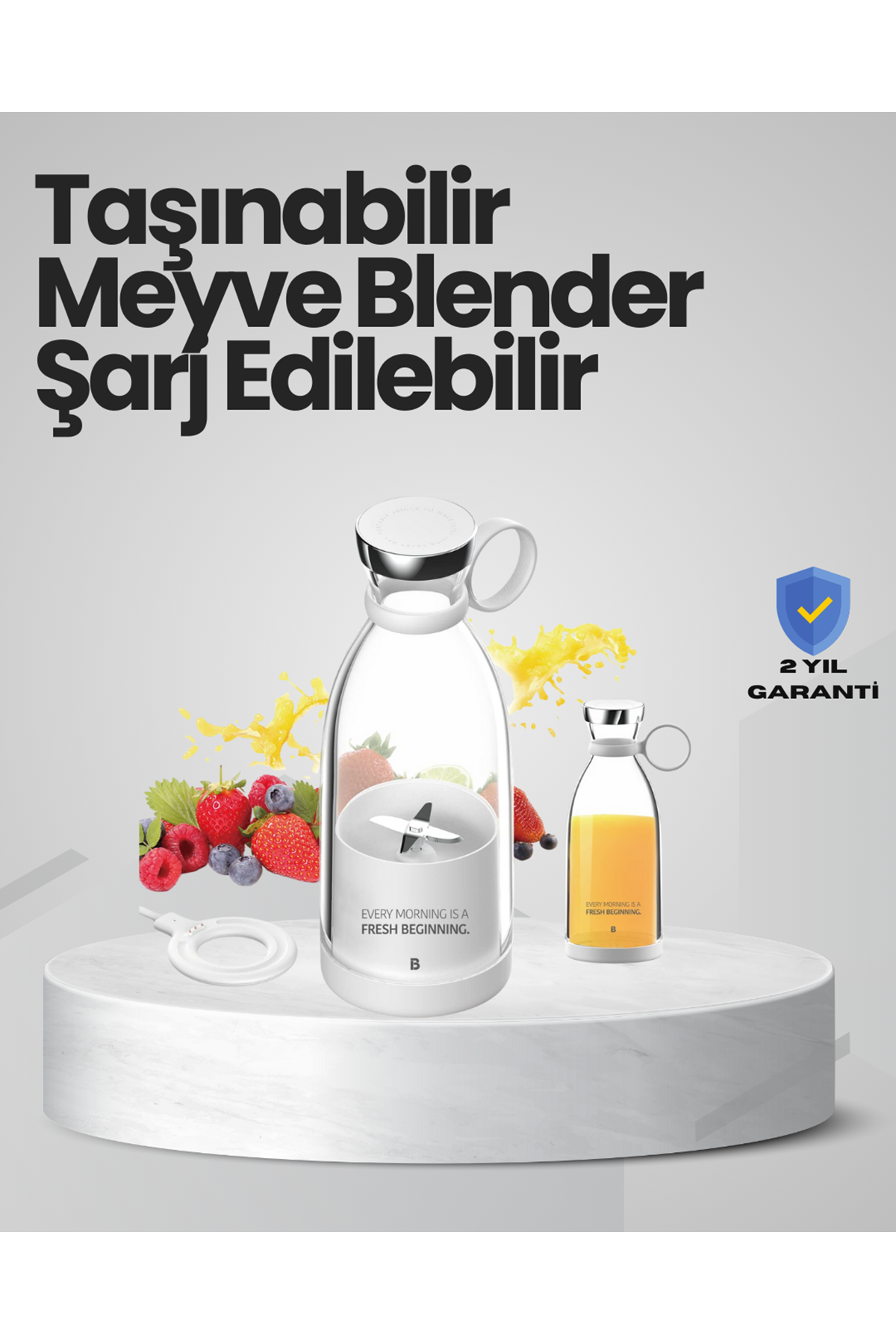 Pembe ve Beyaz Renk Seçenekli Mini Boy Meyve Sıkıcı