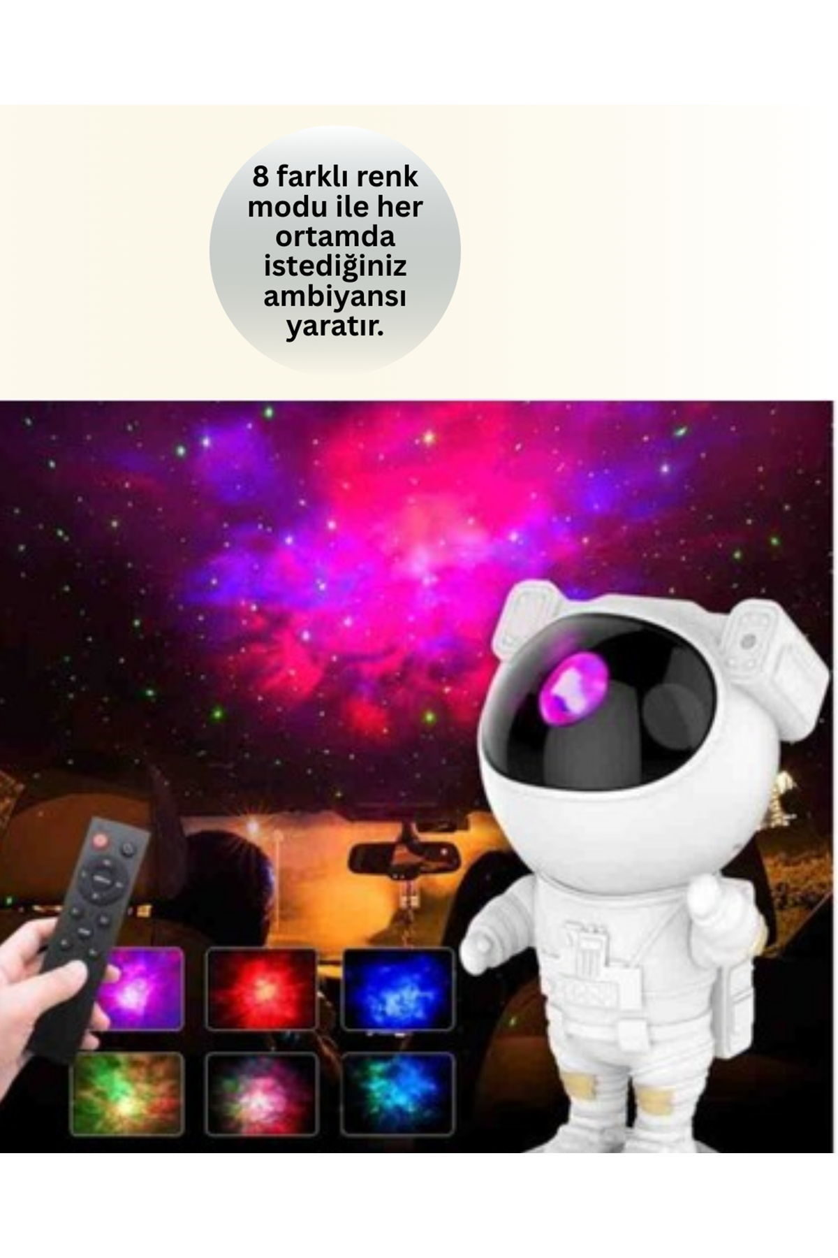 Ayarlanabilir Parlaklık ve Zamanlayıcı Modlu Astronot Lamba
