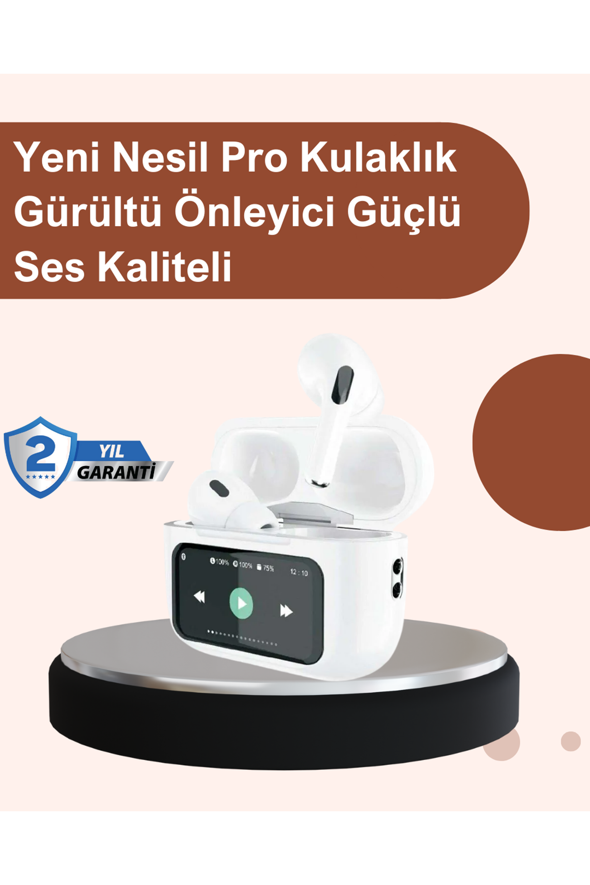 Otomatik Bağlantılı Bluetooth Kulaklık ANC Özellikli Su ve Ter Dayanıklı