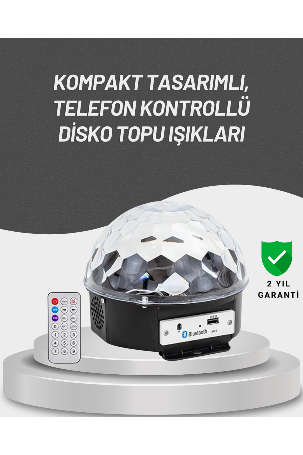Uzaktan Kumandalı RGB LED Disko Topu Bluetooth Hoparlörlü