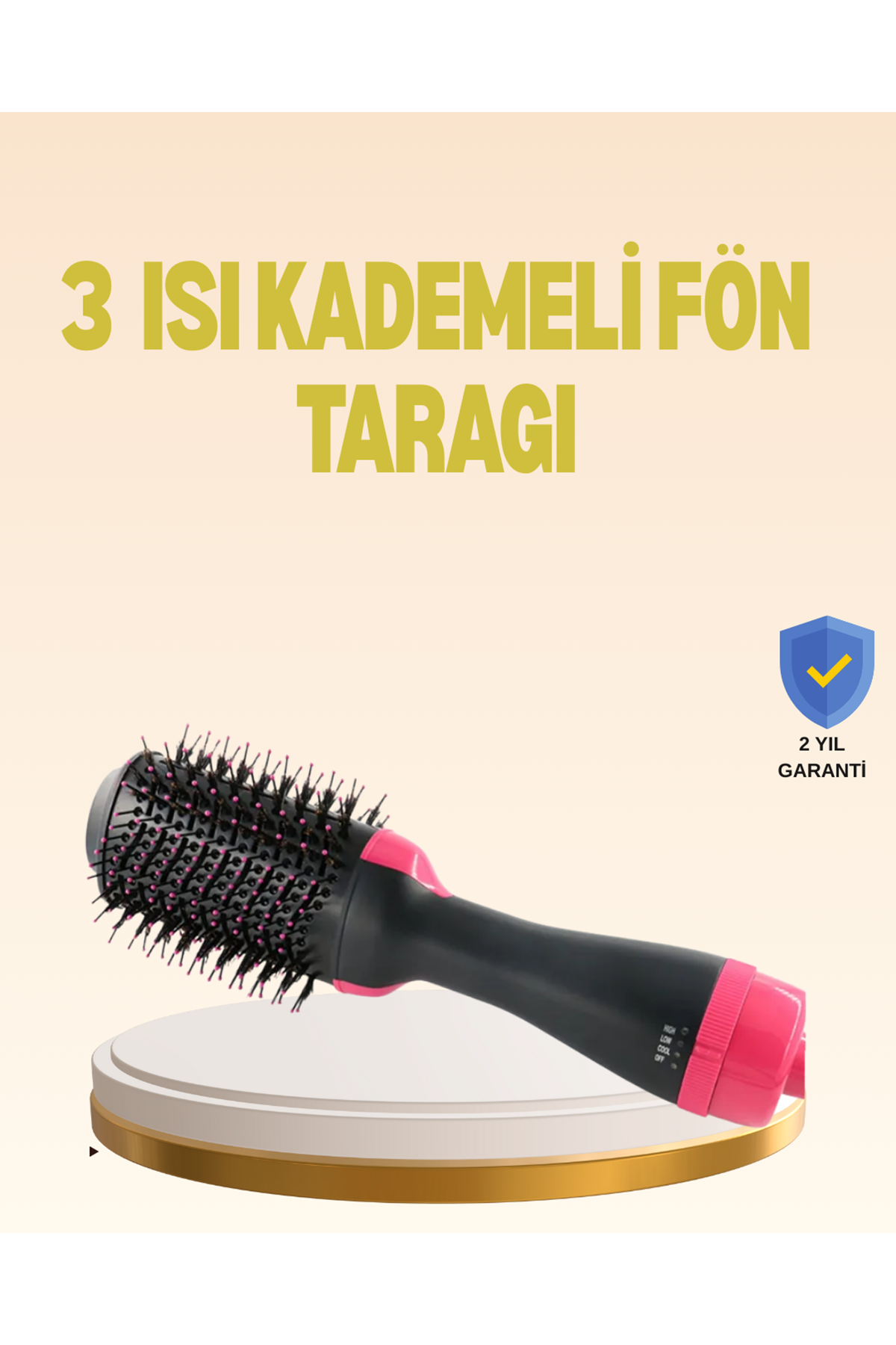 3 Isı Kademeli 1200W Saç Şekillendirme Fırçası.