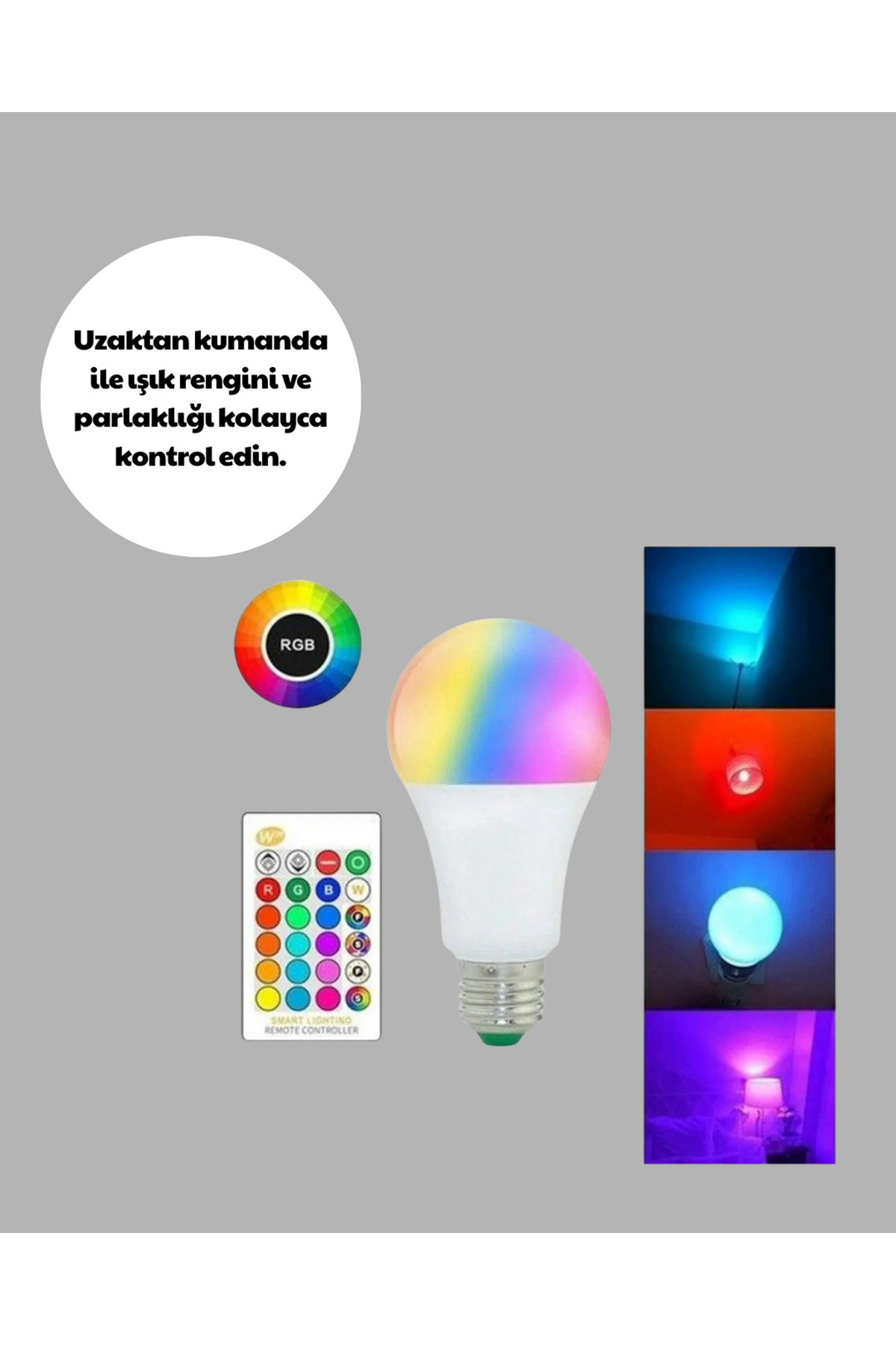 A Kalite 2025 RGB LED Ampul Uzaktan Kumandalı 16 Renkli Lamba