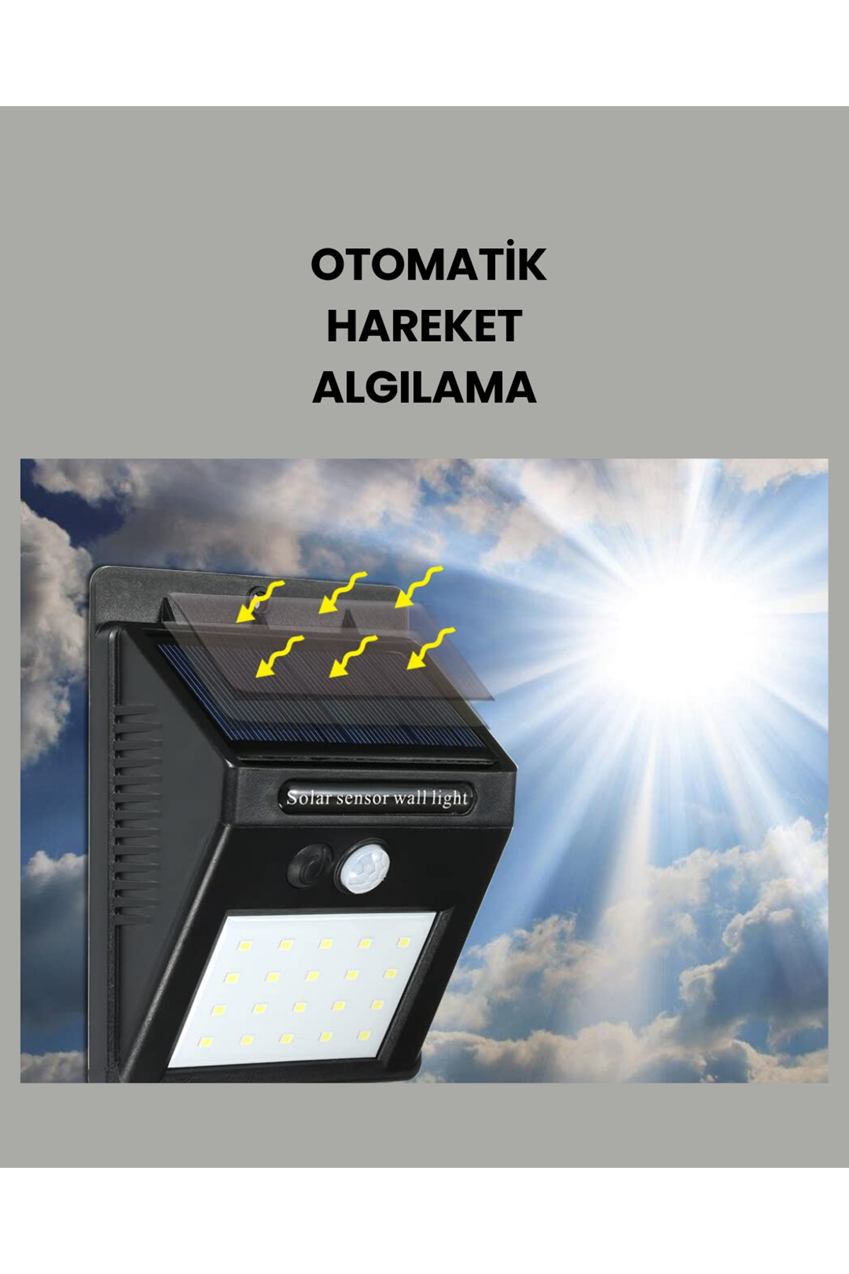Güneş Paneli ile Şarj Olan 20 LED Dış Mekan Hareket Sensörlü Lamba