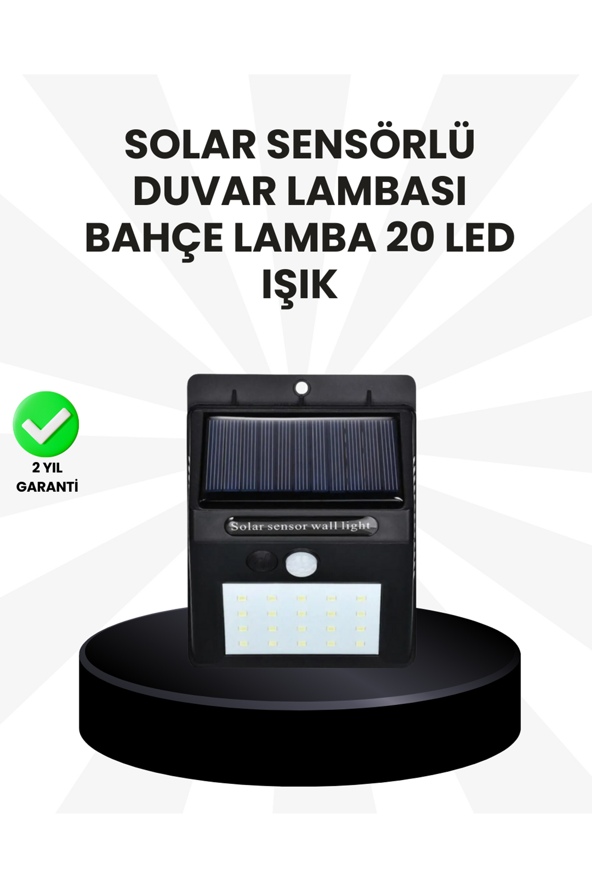 Su Geçirmez IP65 20 LED Solar Sensörlü Bahçe ve Veranda Aydınlatma