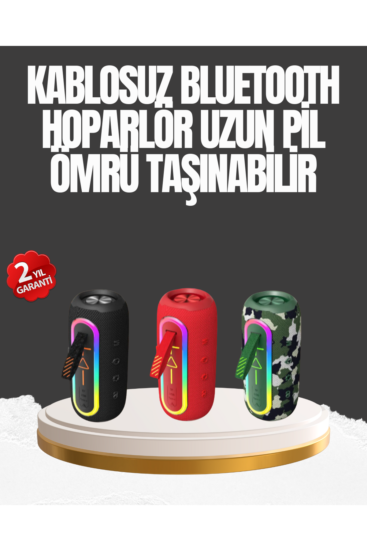 Taşınabilir Şarjlı Bluetooth Hoparlör Güçlü Bas